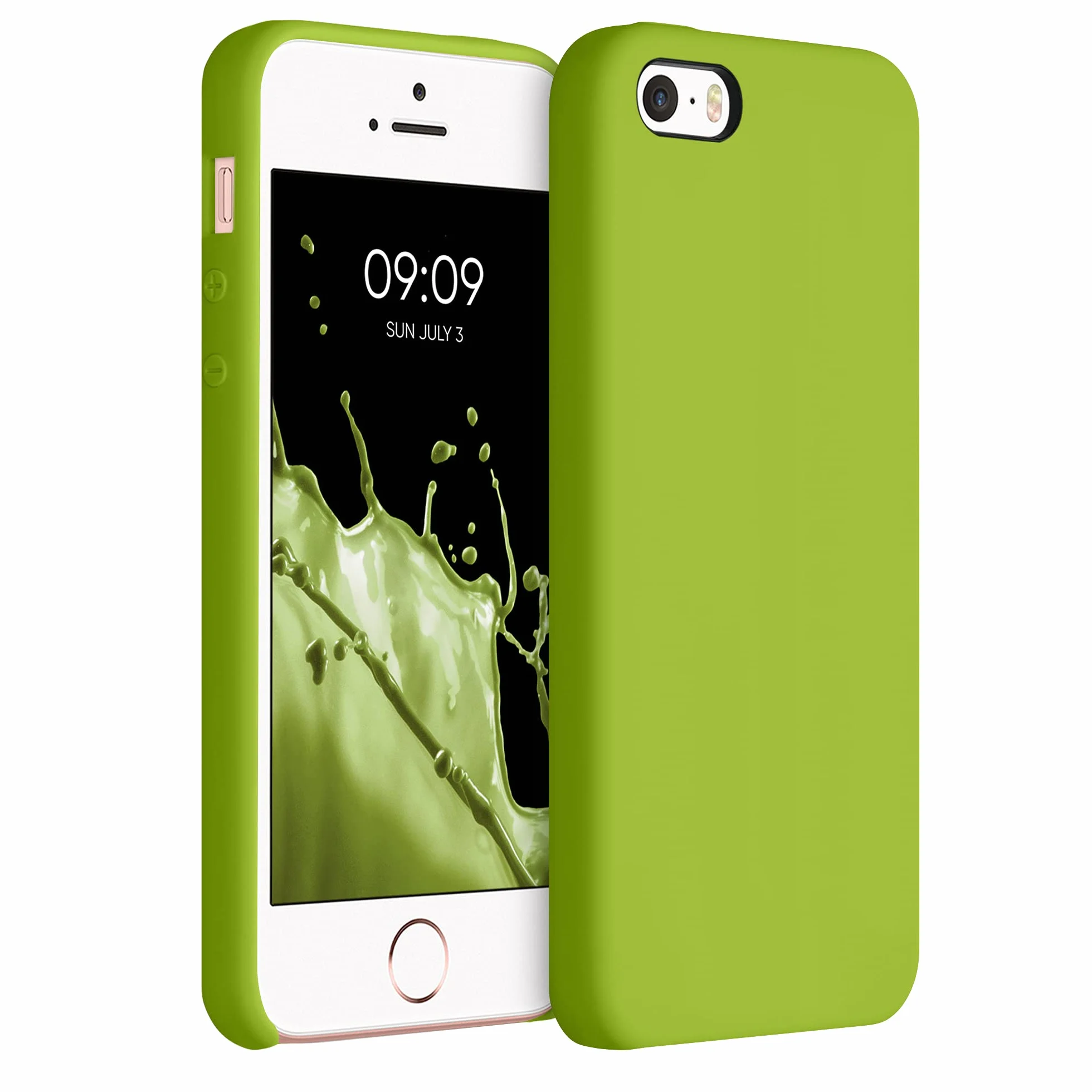 kwmobile Carcasa Compatible con Apple iPhone SE (1.Gen 2016) / iPhone 5 / iPhone 5S Funda TPU y Silicona Antigolpes Verde Pimiento