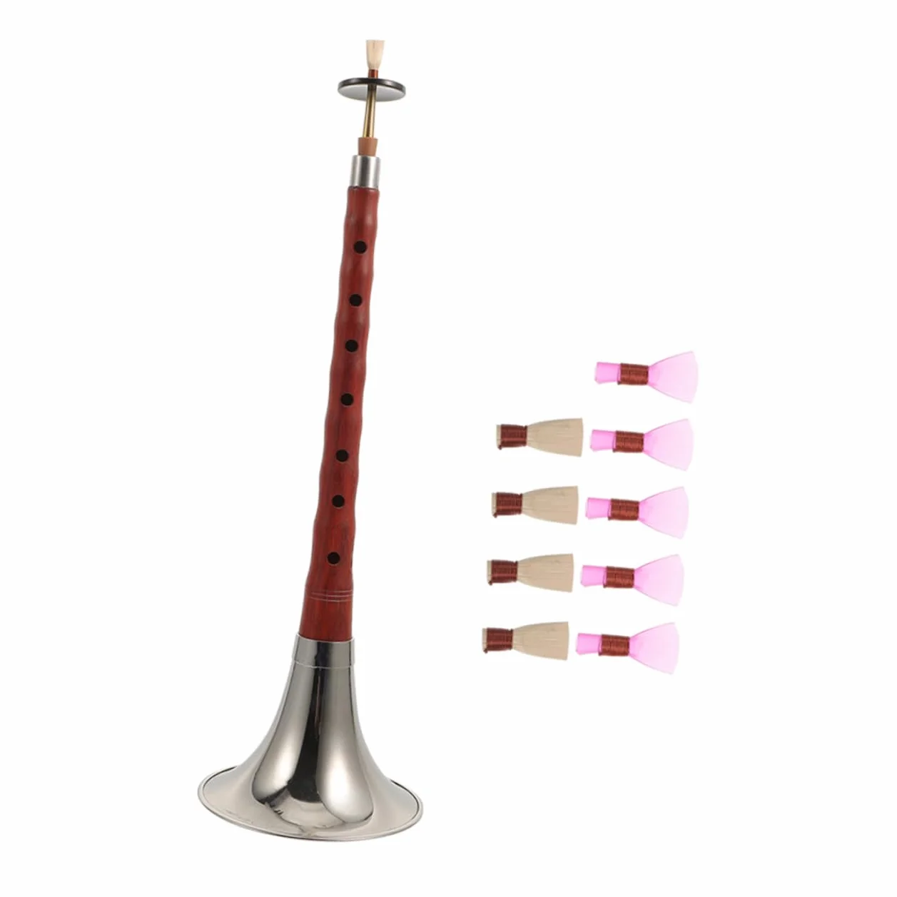 Vaguelly Instrumento de Viento Étnico Llave en D Suona para Principiantes Material Metálico Resistente Oxidación, Fácil de Transportar, Color Aleatorio