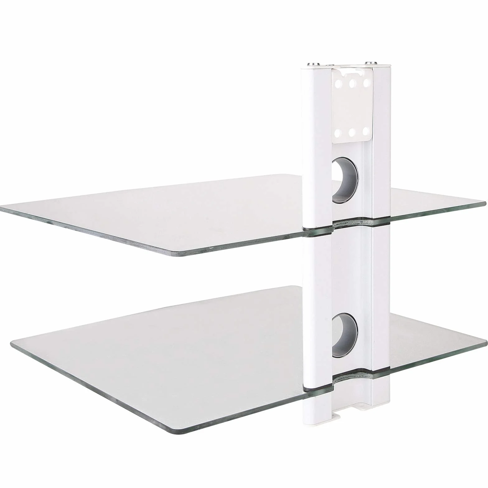 Soporte de Pared Blanco con 2 estantes de Vidrio para la Consola del Reproductor de DVD Bluray Estante para bocina de Vidrio Modelo: GL11CW