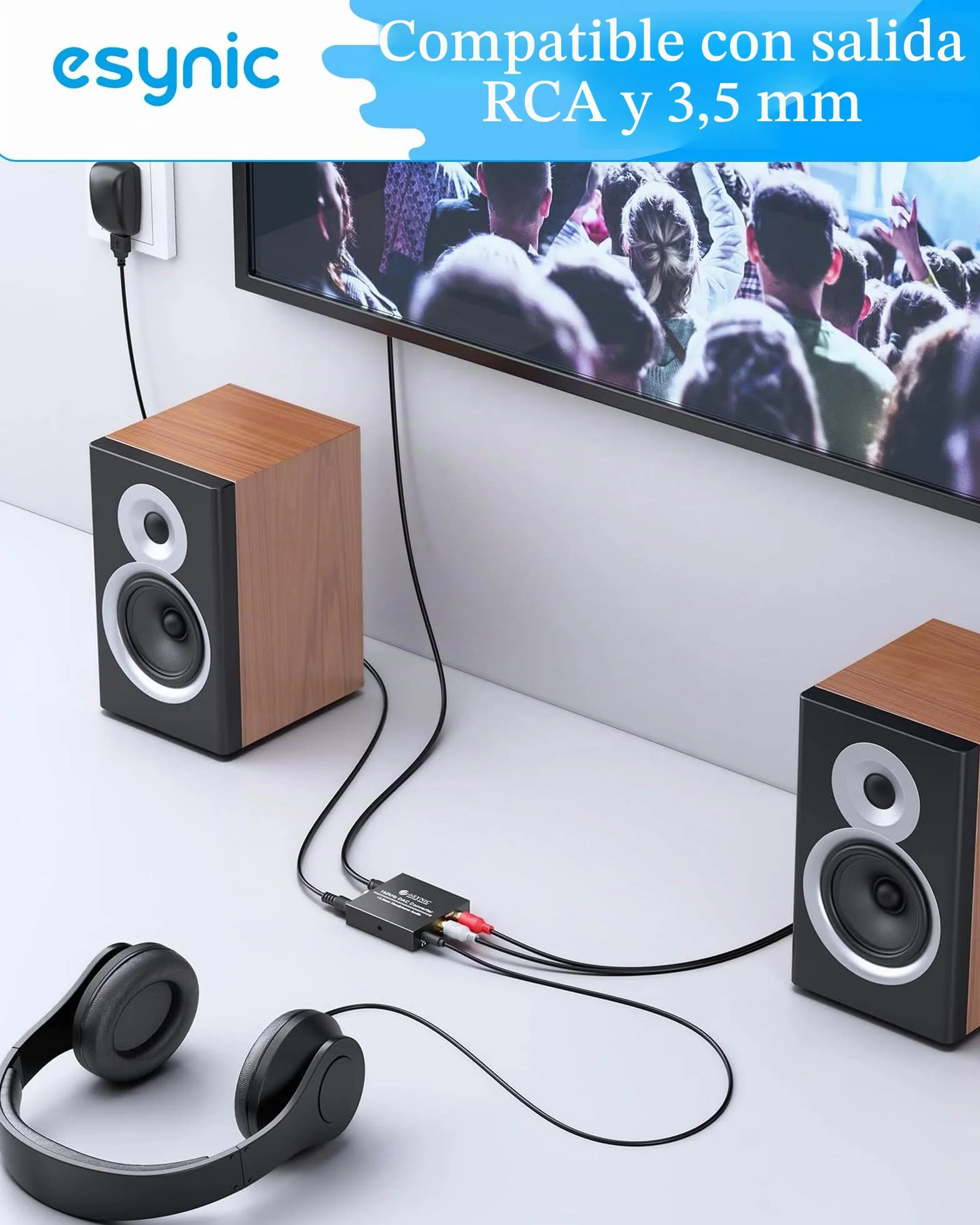 ESYNiC DAC Convertidor Digital a Analógico con Cable Coaxial/Óptica a RCA Toslink SPDIF para PS4 Xbox Android TV AppleTV Blu-ray