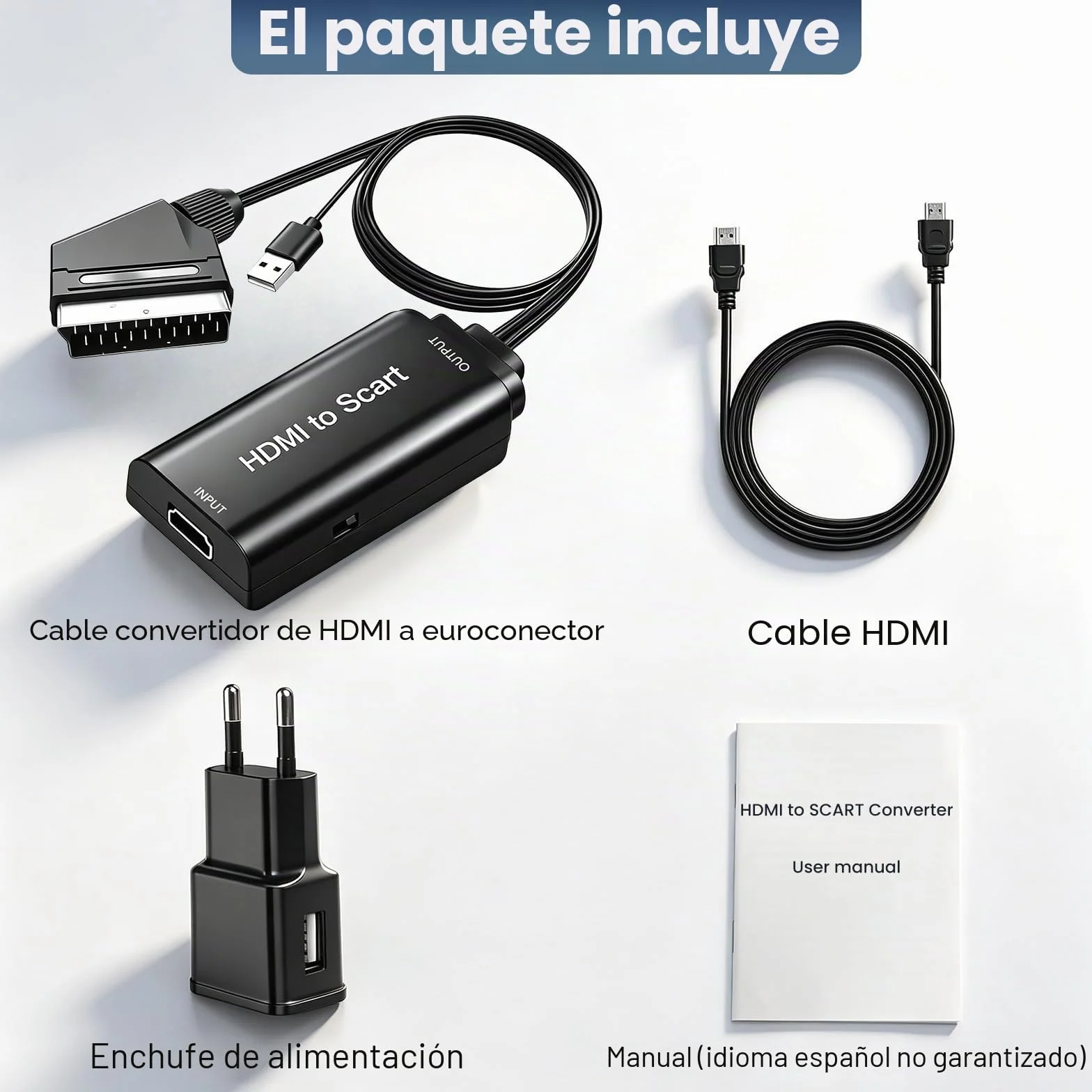 AMANKA HDMI a SCART Convertidor,1080P Adaptador HDMI a Euroconector Soporte Scaler HD Vídeo Compuesto Adaptador de Audio Estéreo CVBS Señal para Sky HD BLU Ray DVD TV PS3