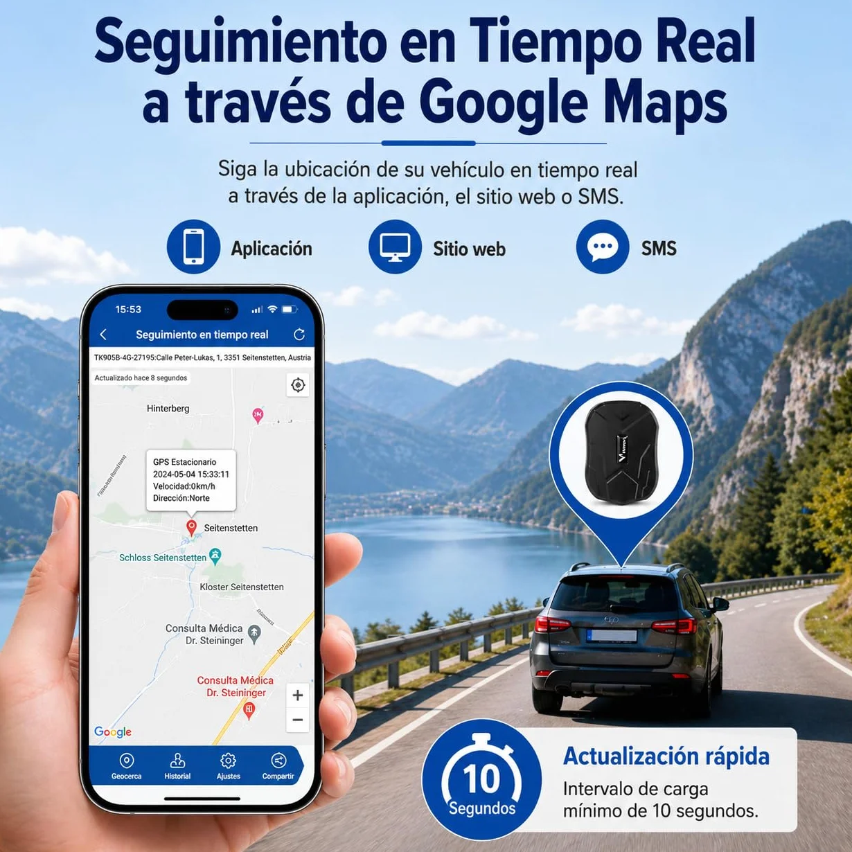 Winnes Localizador GPS para Coche 5000 mAh Rastreador magnético Resistente al Agua Tiempo de Espera ultralargo de hasta 90 días Alertas de geovalla Suscripción Gratuita TK905