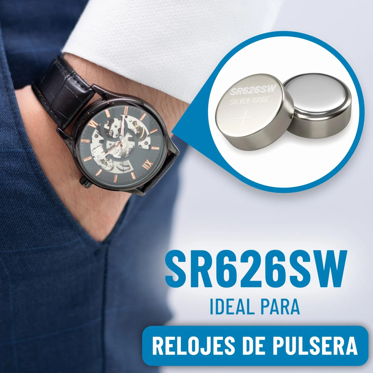 ABSINA 10x Pila SR626SW para Reloj 1,55V óxido de Plata - Pilas Reloj SR626SW a Prueba de Fugas y de Larga duración - 377 / SR66 / SR626 / 626 / AG4 - Pila 377A
