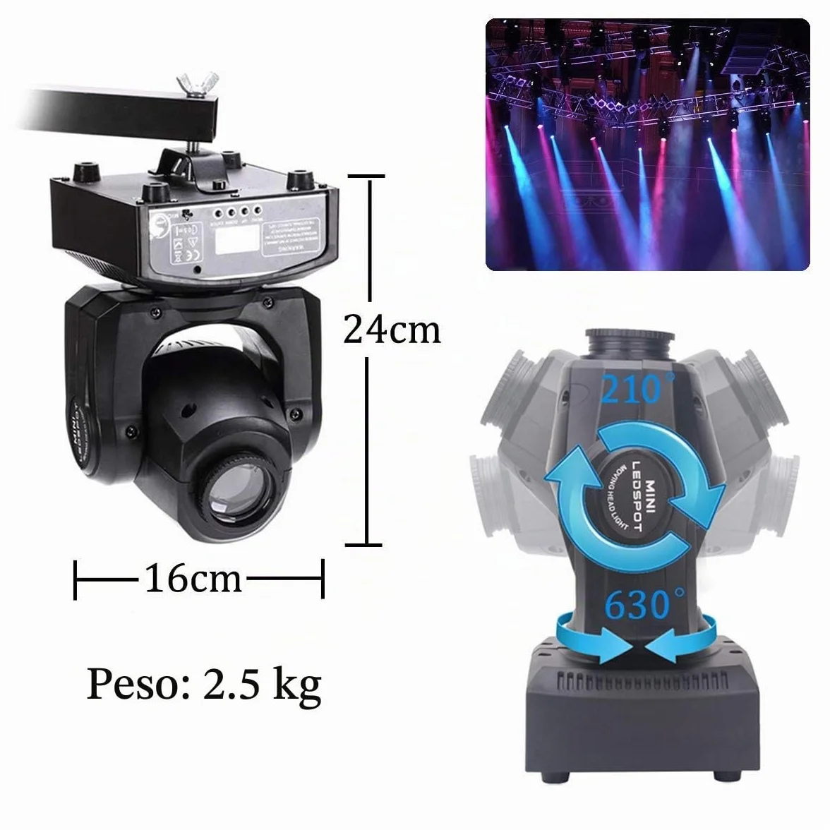 Lyre Led, UKing 50W Cabeza Móvil con Control Remoto DMX 512 Iluminación Disco DJ Luz 8 Gobos 8 Colores Sono/Auto/Master Slave/Estroboscopio para DJ Fiesta KTV Bar Club