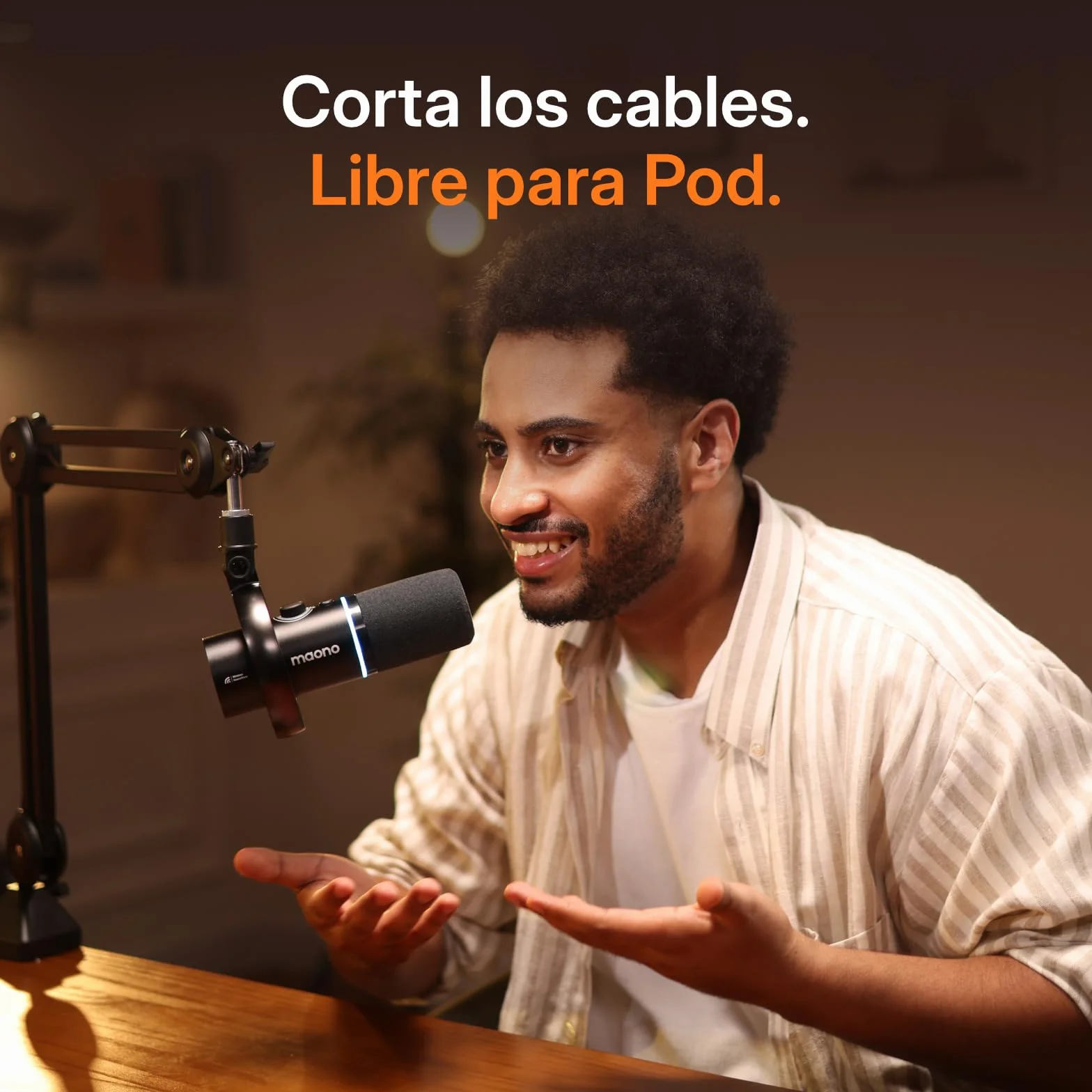 MAONO PD200W - Micrófono híbrido de Podcast inalámbrico para PC, micrófono dinámico XLR USB con trípode de Mesa, Software, reducción de Ruido, para Streaming, grabación Vocal, creación de Contenido