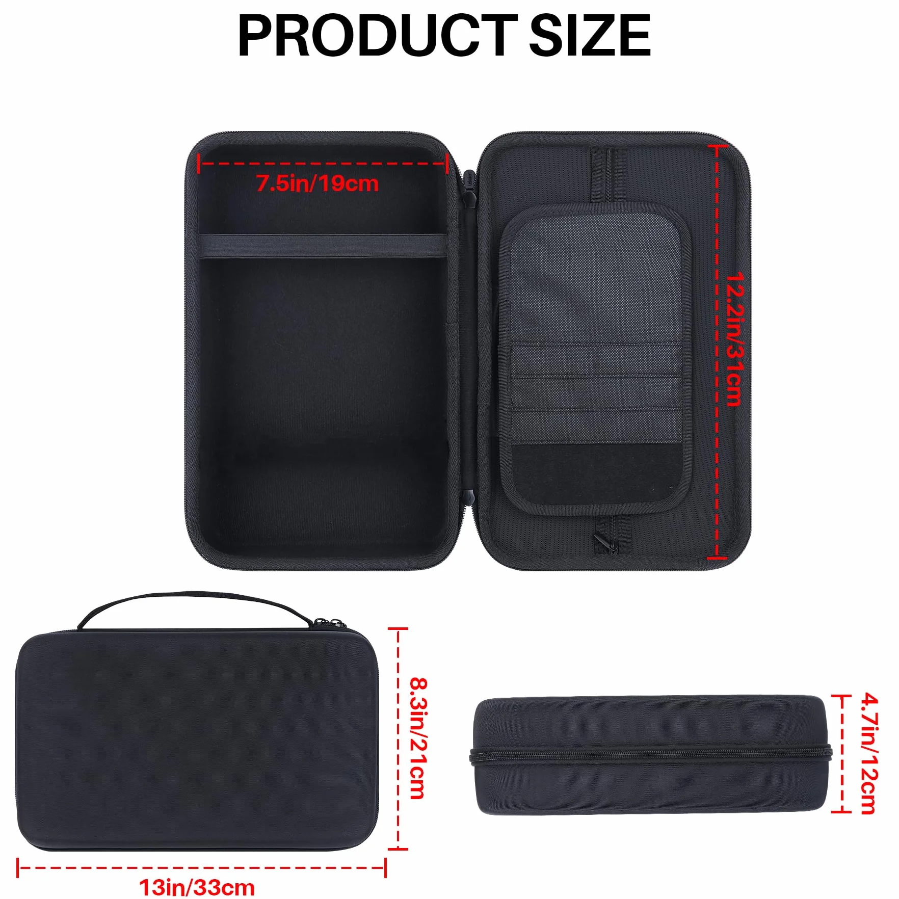Lebakort Duro Viajar Caja Estuche Funda para Yoton 12,5"/YOOHOO 12,5"/GOnavidio 12"/Arafuna 12-12,5" /DBPOWER 12-12,5 "/WONNIE 12,5"/ieGeek 12,5" Reproductor de DVD portátil (Negro)