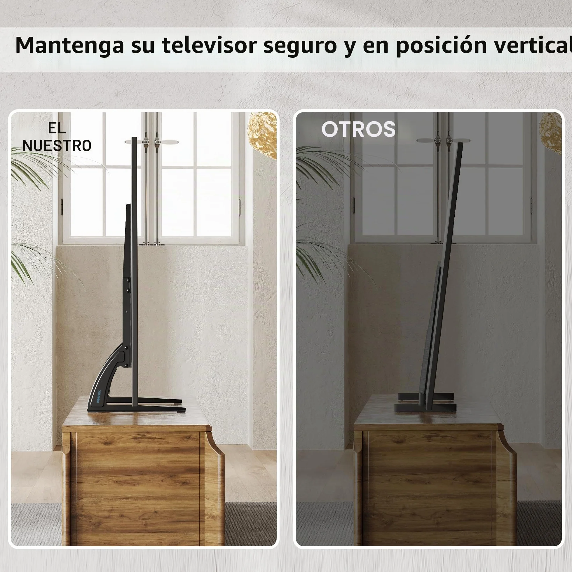 BONTEC Soporte TV Universal Pie 22-65 Pulgadas LED LCD Plasma Curva Ajustable 3 Niveles Altura 50 kg VESA 800x400 mm