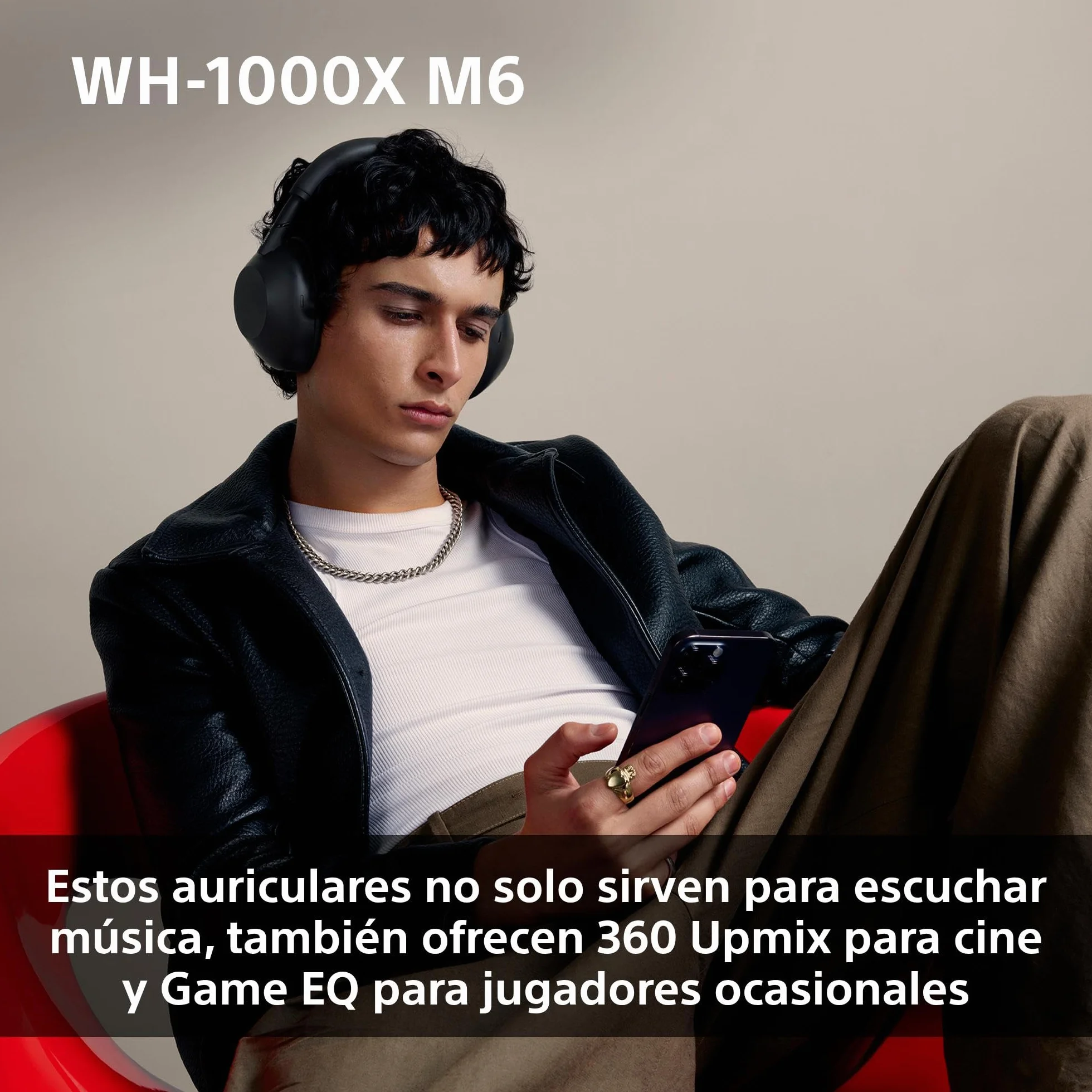 Sony WH-1000XM6 Auriculares Bluetooth inalámbricos con Noise Cancelling, Sonido de Alta resolución, cómodos, diseño Plegable, Estuche Resistente, 30 Horas de batería, iOS y Android - Plata
