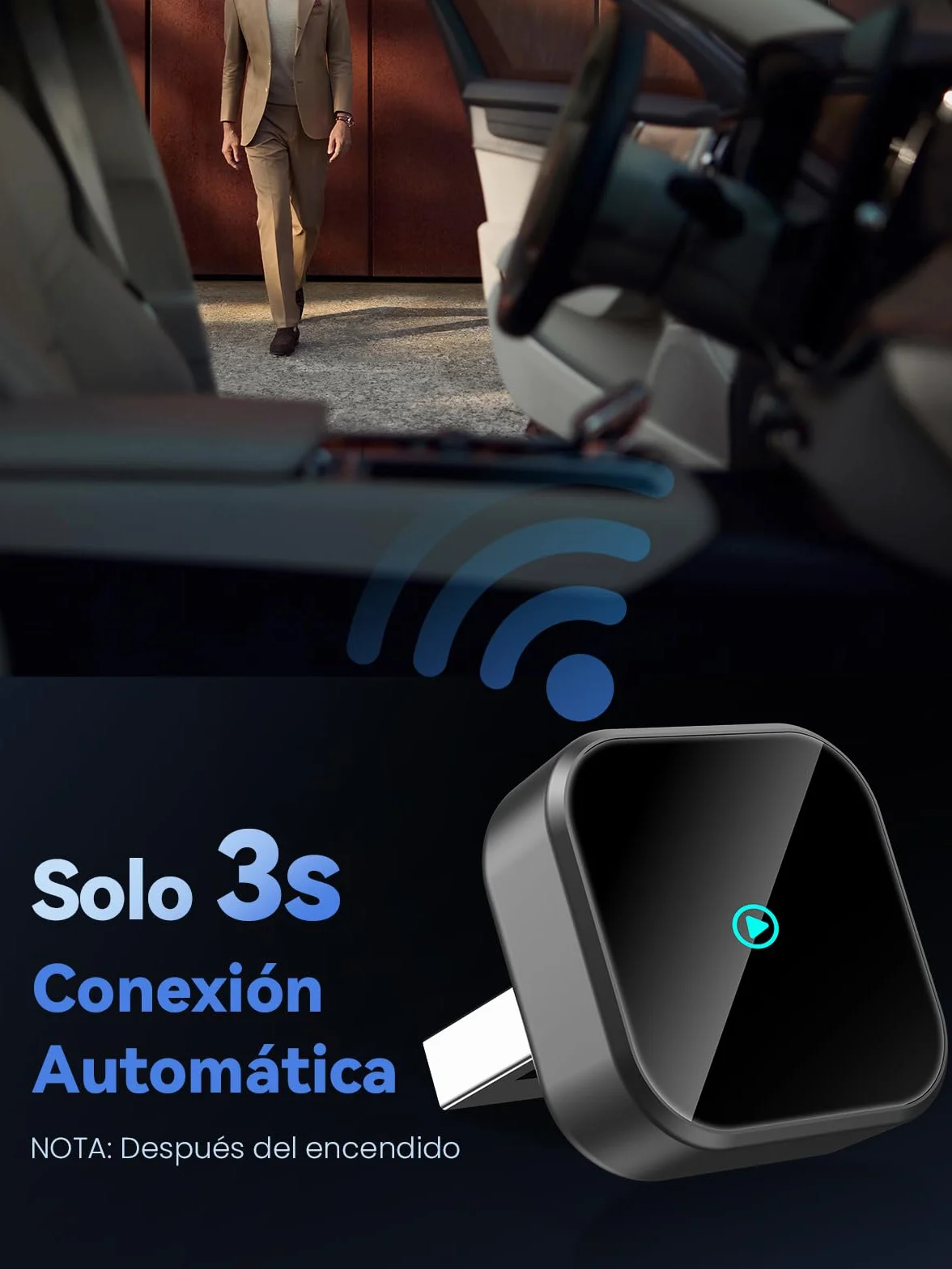 H3 Adaptador CarPlay Inalámbrico para iPhone - Convertidor de Cableado a Inalámbrico, Plug and Play USB-A/Type-C, Compatible con Coches Desde 2016 e iOS 10+