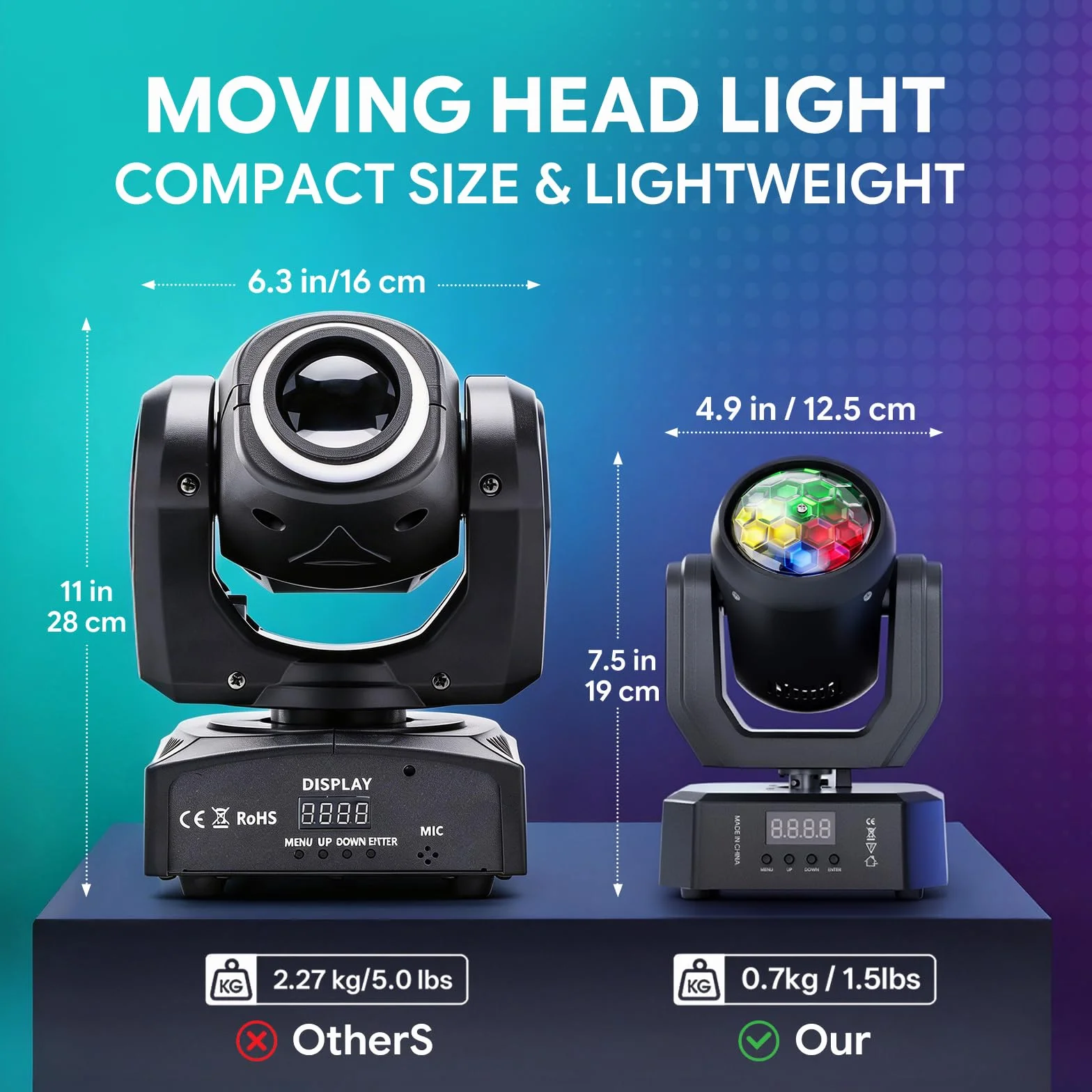 Cabeza Móvil LED 30W,DMX512 RGW Efectos de Iluminación,5 Modos de Control Con Control Remoto Mini Cabeza Movil LED Discoteca Para DJ, Fiestas e Iluminación