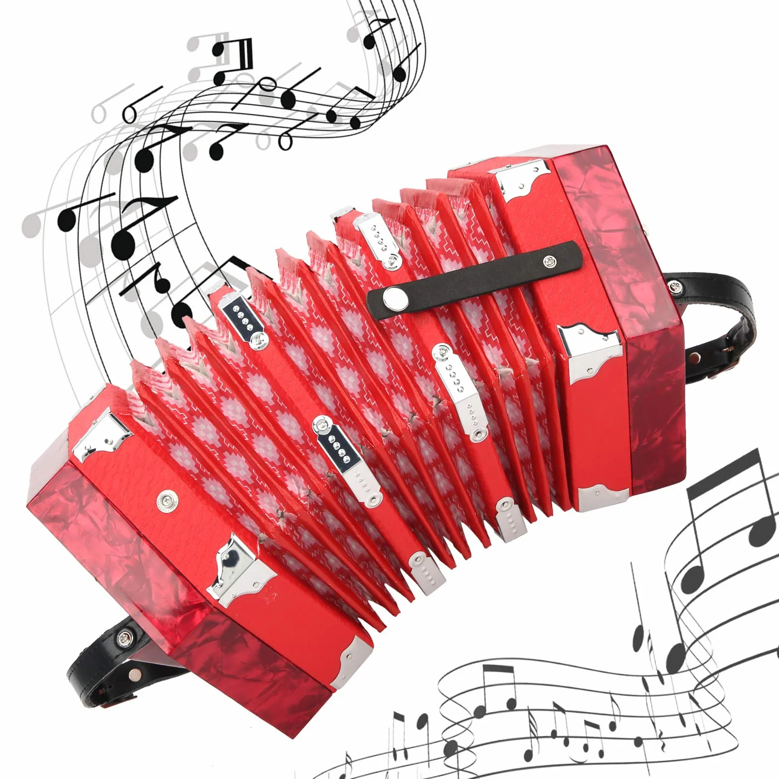 Concertina Concertina Instrumento Portátil 3 Colores, para Música(red)