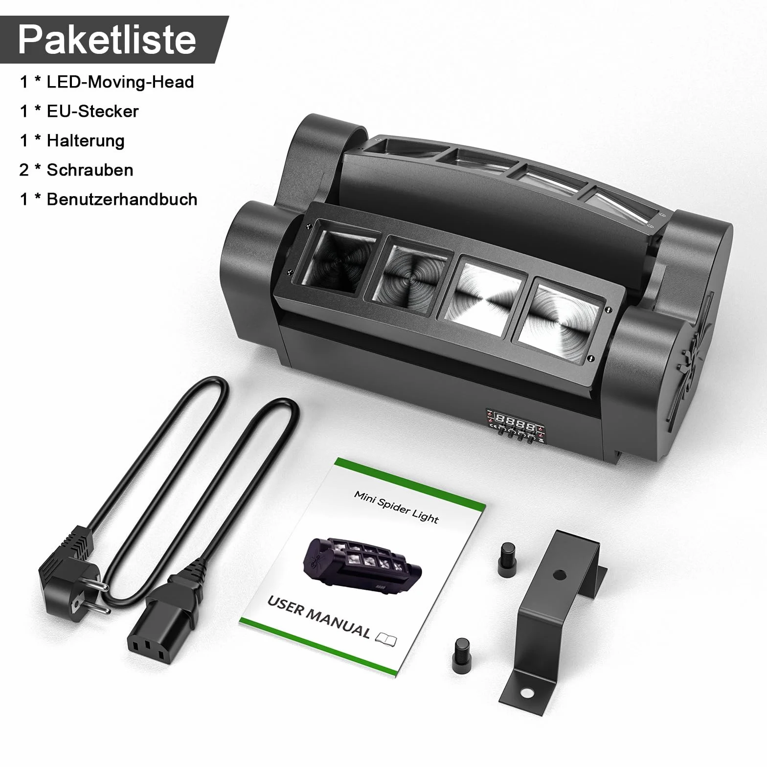 UKing 60W, RGBW(4 en 1) 8 LEDs DMX512 Luz de discoteca Iluminación de escenario Lámpara de escena Comando de voz para DJ Partido Fiesta Bar Club Escenario Teatro