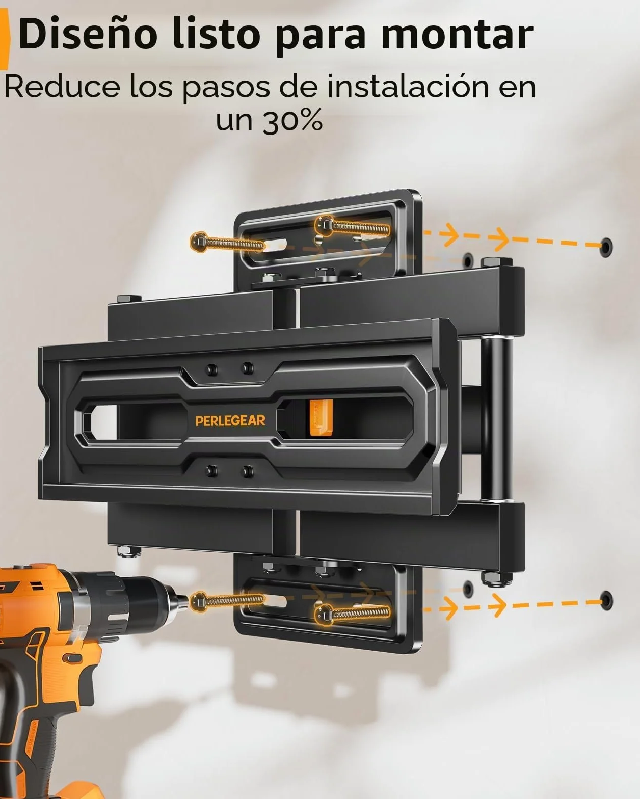 Perlegear Soporte TV Pared Movimiento Completo 23-70 Pulgadas 50 kg MAX VESA 400x400mm PGMF18