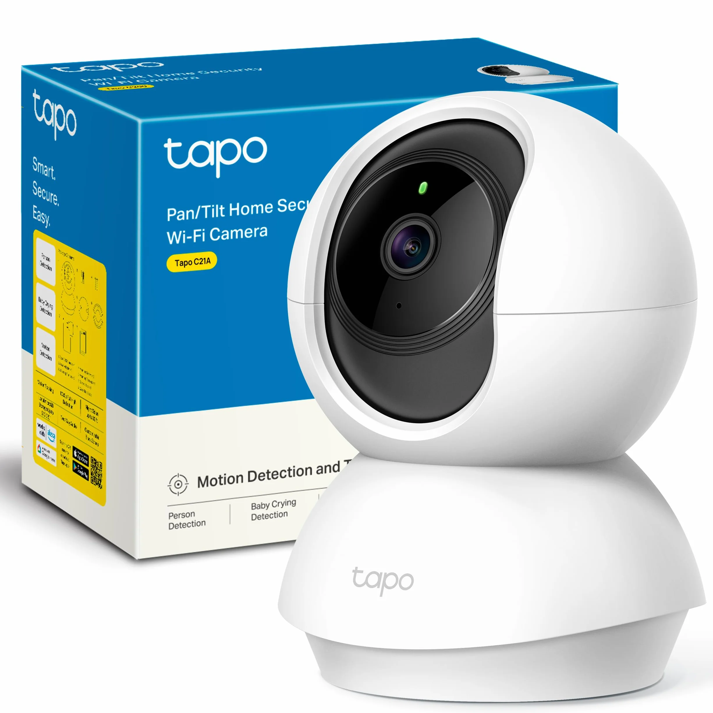 Tapo C21A 2K 3MP Cámara vigilancia WiFi Interior 360° visión Nocturna detección Persona Compatible Alexa