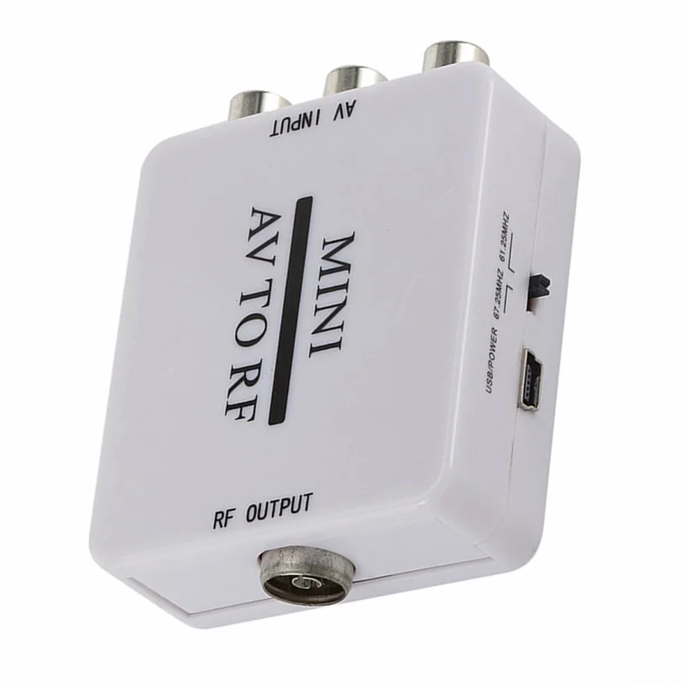 Convertidor de señal AV a RF para entrada compuesta RCA, adaptador modulador RF coaxial AV 2 RF compatible con TV, DVD, VCR y Play