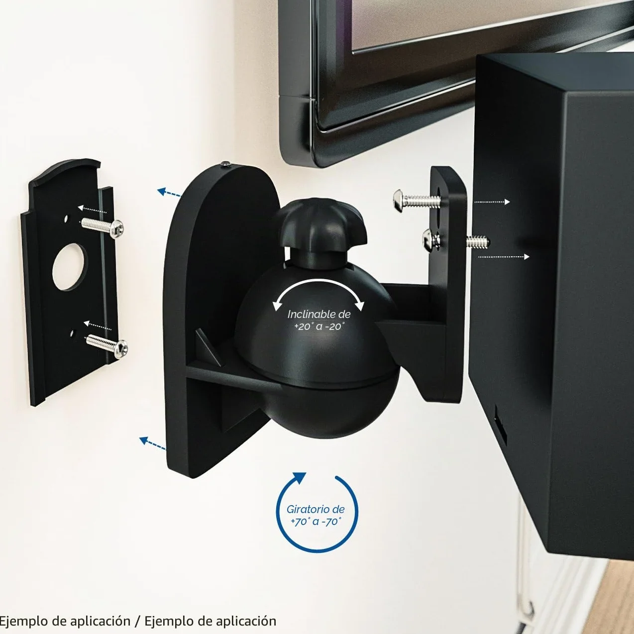 deleyCON Universal 2X Altavoz Soporte de Pared Apoyo Titular de Boxeo Giratorio + Basculante hasta 3,5kg Montaje en Techo + Montaje en Pared - Negro