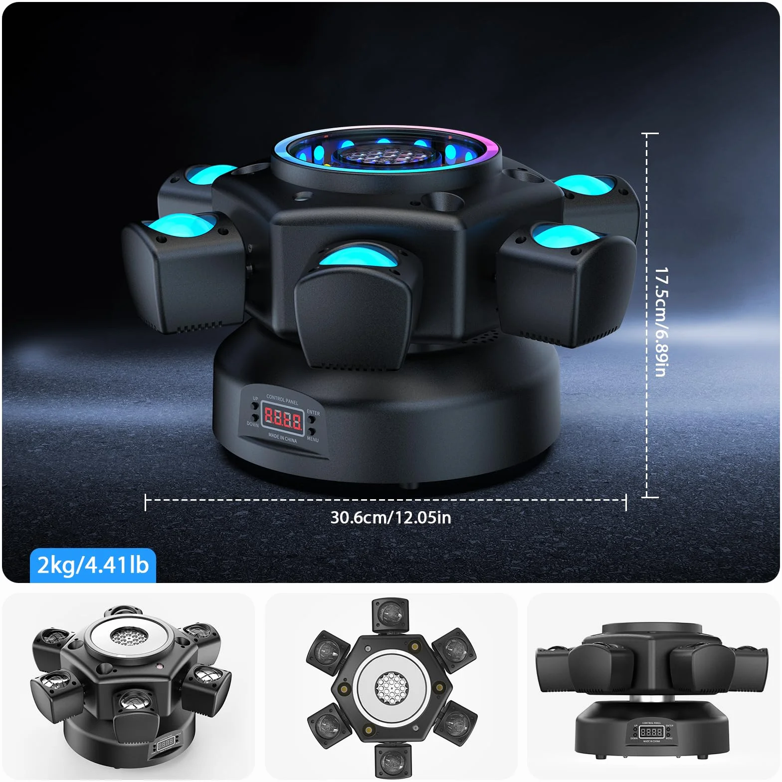 150W Beam Cabeza Móvil Luz de Escenario, RGBW LED Efecto Discoteca Bola Mágica con Control Remoto Moving Head Foco Luces de Fiesta DMX512 Estroboscópico para Halloween KTV DJ Boda