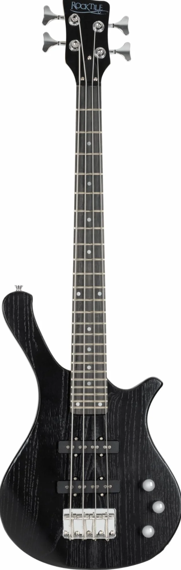 Rocktile TB-4 MBK Traveler Bajo Eléctrico 4 cuerdas viaje, 2 pastillas single coil. Incluye amplificador, funda, afinador, correa, soporte, cable y escuela. Negro Mate.