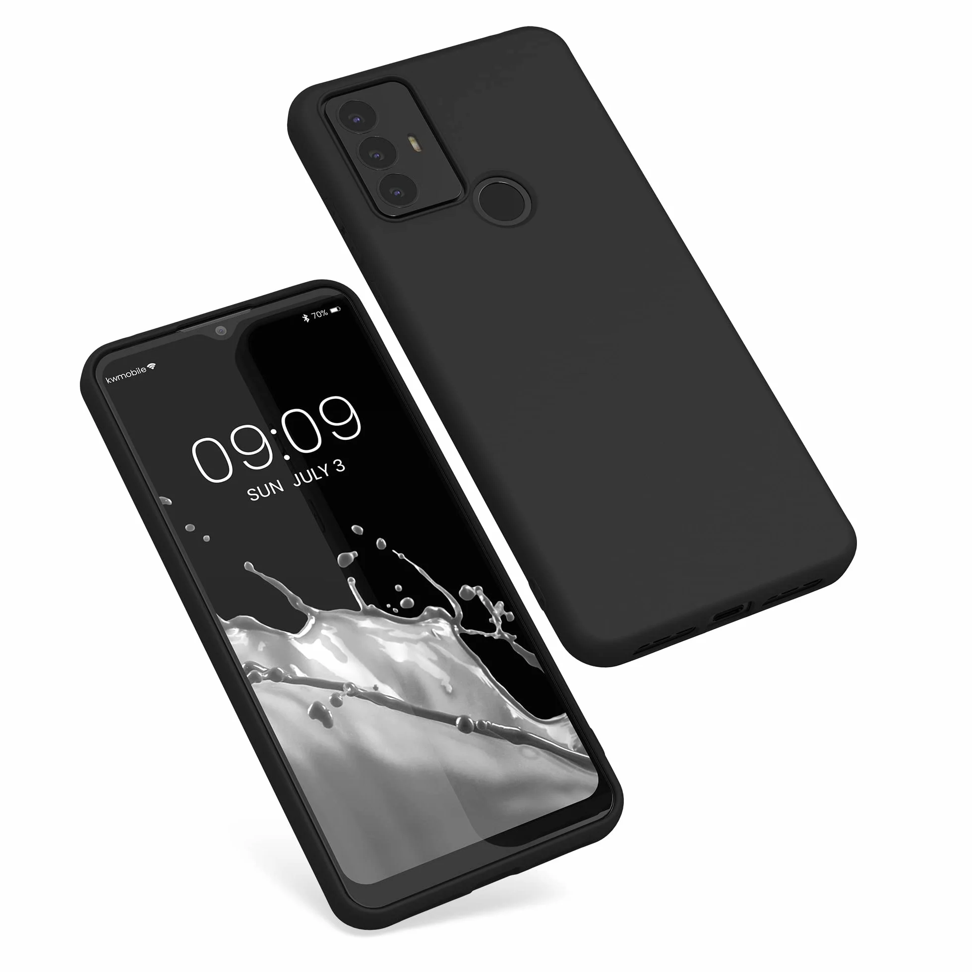 kwmobile Funda para TCL 30 E / 30 SE Carcasa - Ultrafina de TPU y Silicona con Bordes elevados anticaídas - Negro Mate