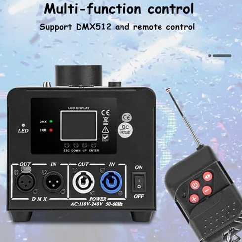 Genérico Máquina de Confeti Profesional, tric Confetti Launcher, Digital Confetti Cannon with DMX Control and Remote Control, Confetti Shooter for DJs, Parties, Nightclubs, Weddings, and Stages