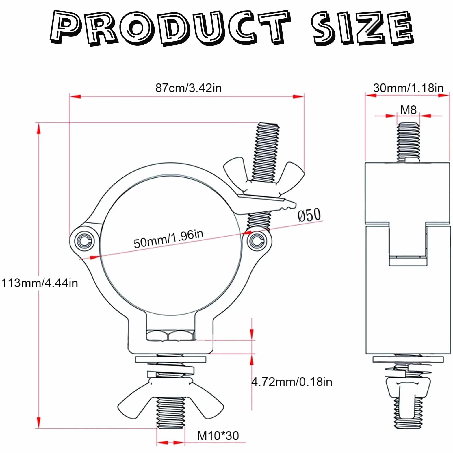 Pinza de Gancho Truss Clamp,YouXiaor 12Piezas Pinzas de Tracción de Luz Truss Aleación de Aluminio Truss O Clamps Aluminio Resistente Heavy Duty Truss DJ O-Clamp para 48-51MM Tubo Carga Máx 100KG
