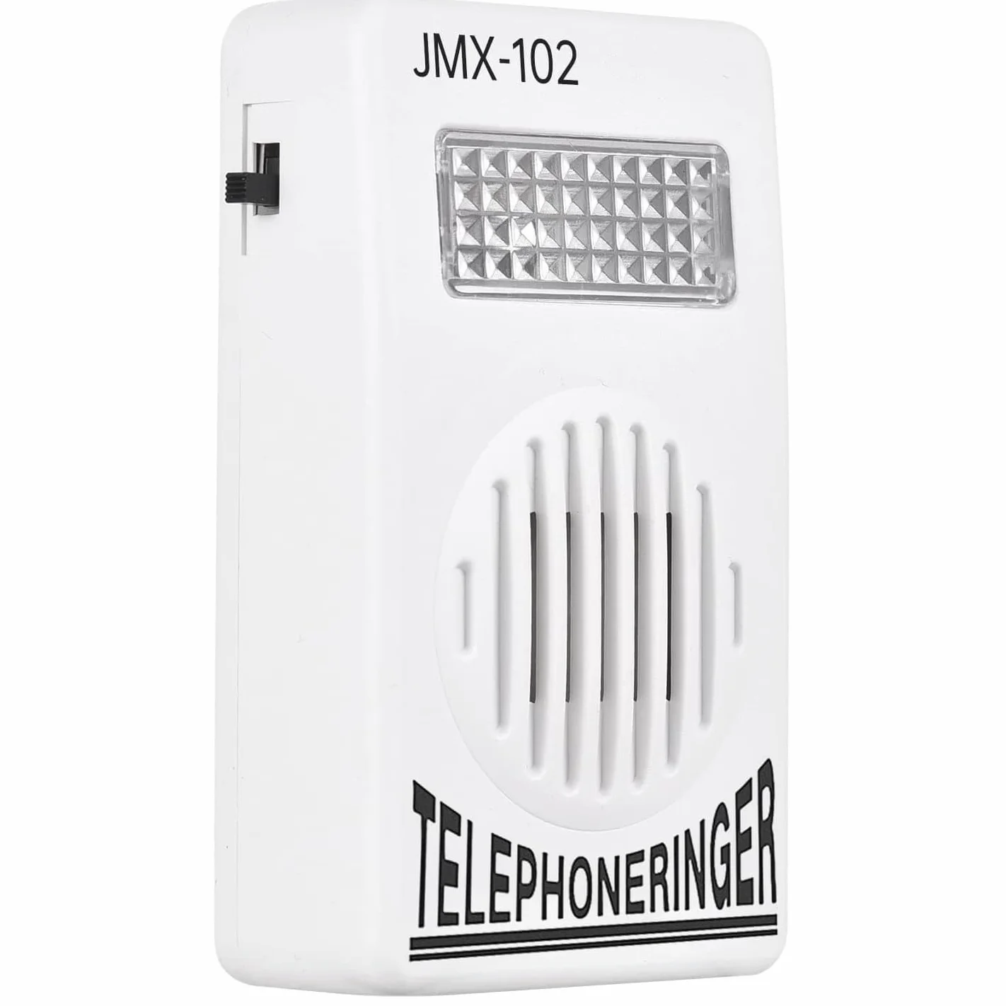 TECHZOCO Timbre con luz intermitente para teléfono fijo, amplificador sonido, 95dB, RJ11, Blanco