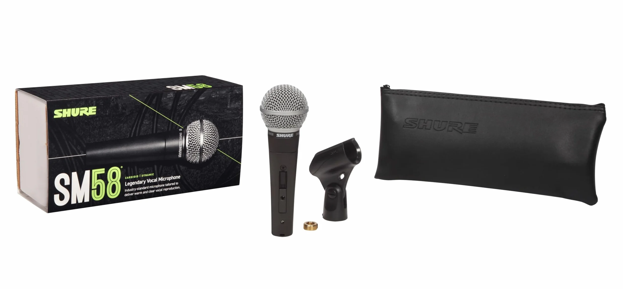 Shure SM58SE Micrófono Vocal dinámico cardioide con Interruptor de Encendido y Apagado, Filtro Pop Incorporado, Clip de micrófono A25D, Bolsa de Almacenamiento, Conector XLR de 3 Pines