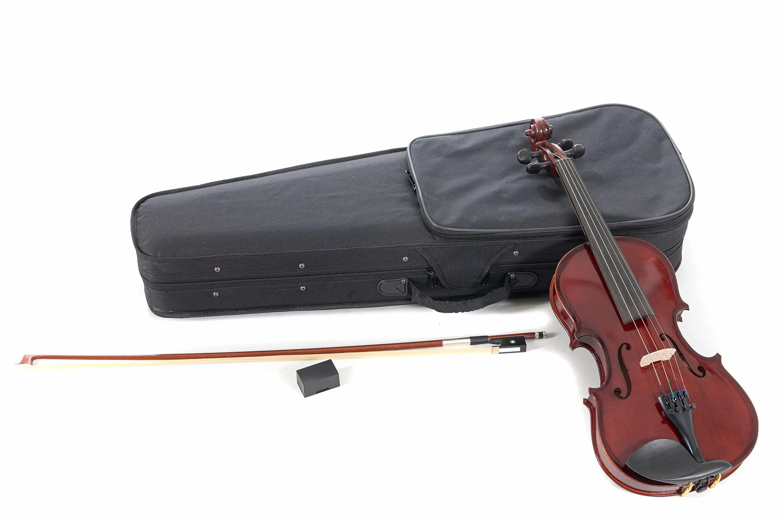 GEWApure Violin Set HW Madera dura 1/16 Montado con Barbada, Cordal con microafinador, Arco, Resina, Estuche con Bandolera
