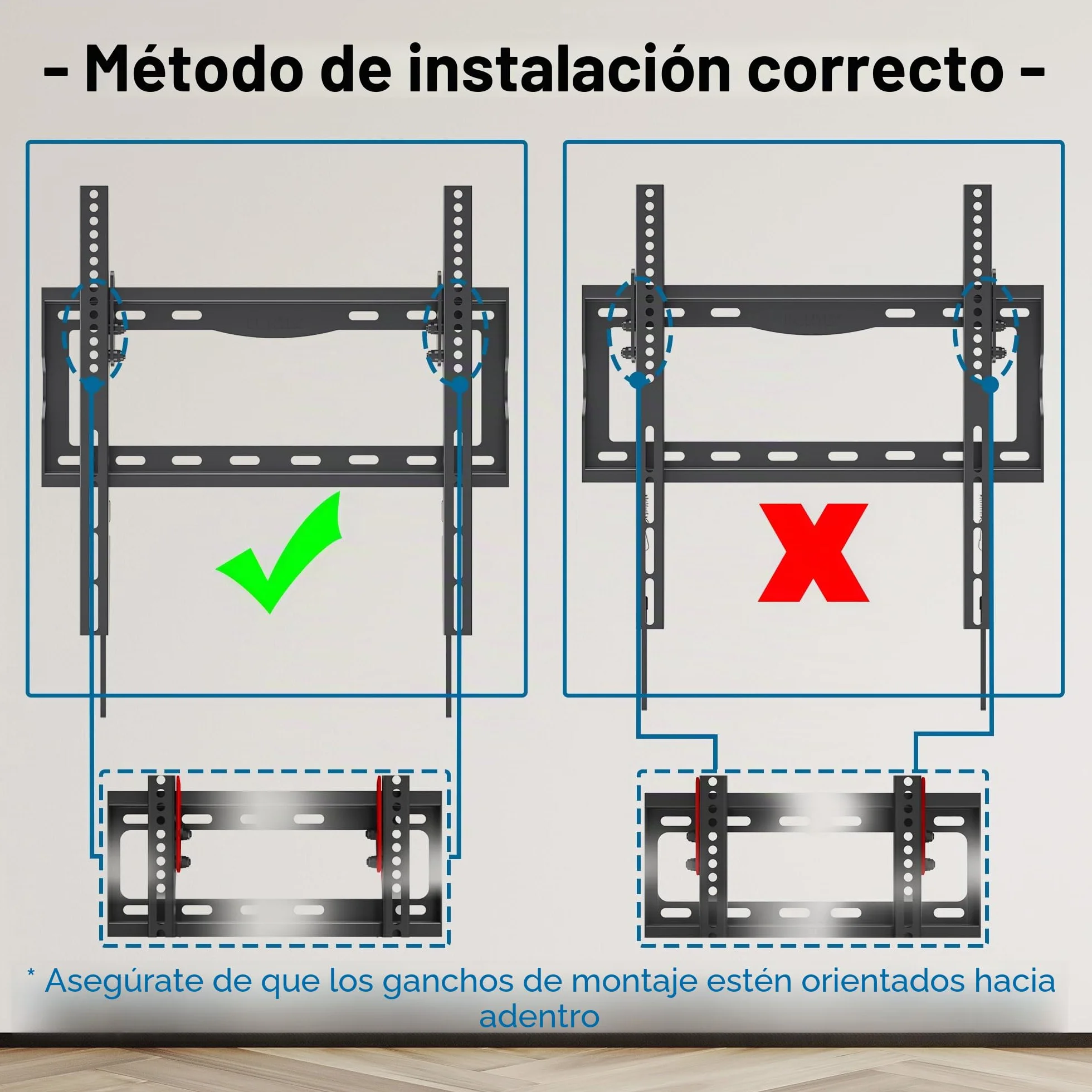 BONTEC Soporte TV Pared 26-65 Pulgadas, Inclinación, LCD LED OLED, hasta 55 kg, VESA 400x400 mm