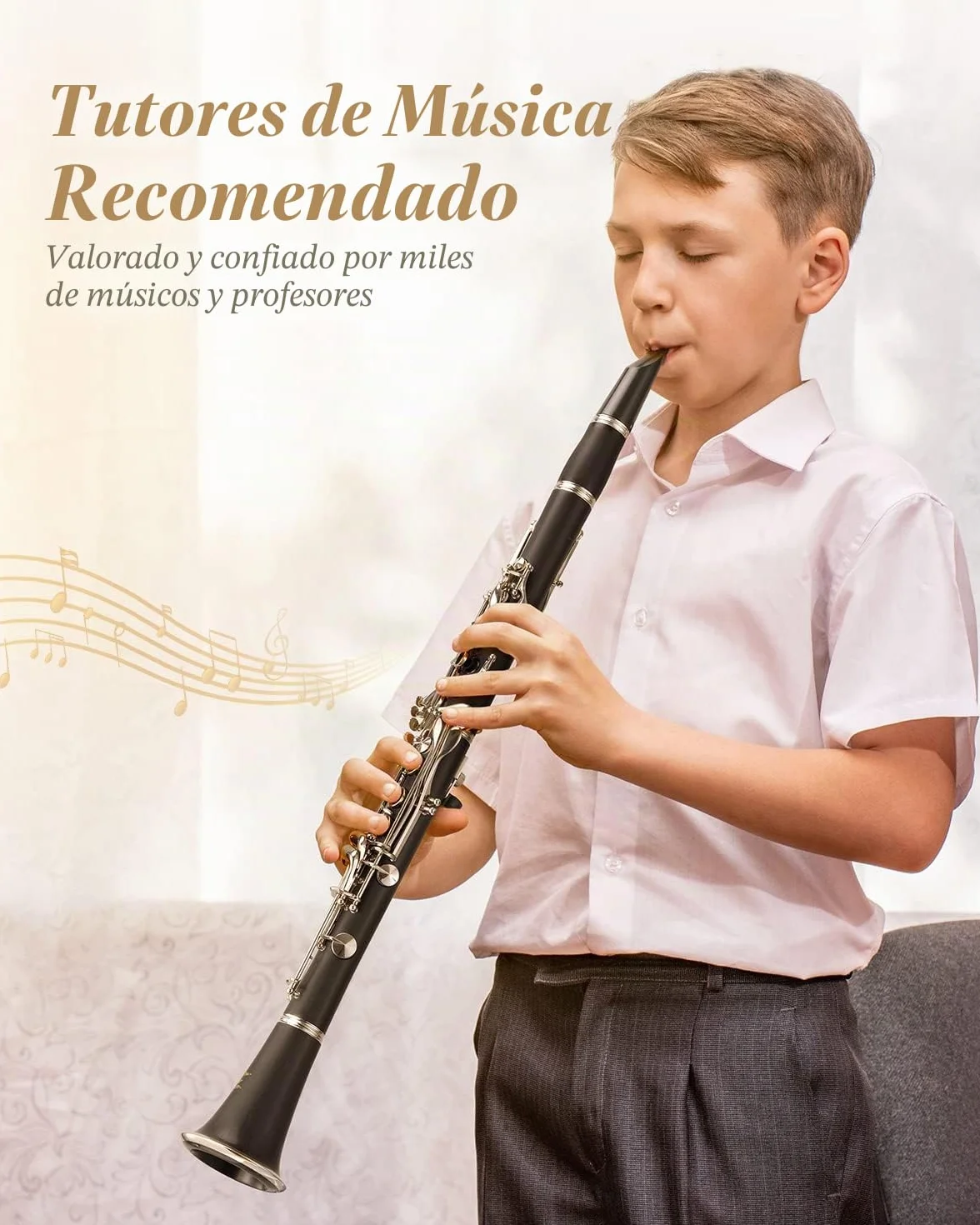 Clarinete plano Eastar B para principiantes, clarinete de ebonita niquelado con 2 barriles, 3 lengüetas, guantes blancos, estuche rígido, Kt de limpieza, ECL-300