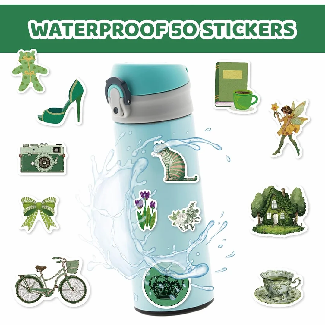 Pegatinas Aesthetic Kindle Matcha 50 Piezas Impermeables para Laptop Bicicleta Maleta