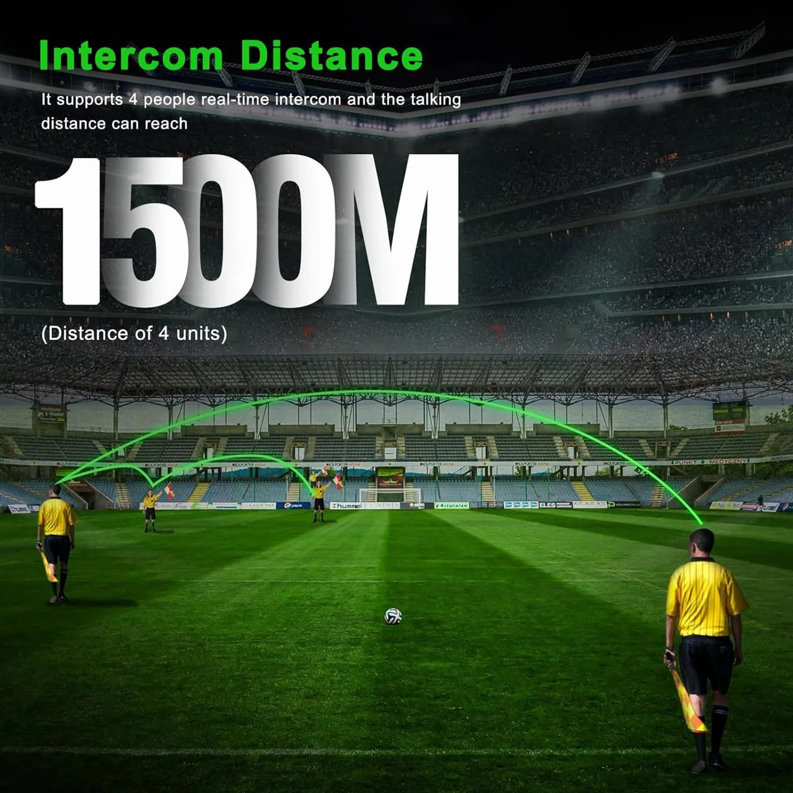 EJEAS FBIM Profesional Sistema de Comunicación con Intercomunicador Bluetooth, 1500M Intercomunicador para 4 Personas con Reducción de Ruido CVC, Brazalete