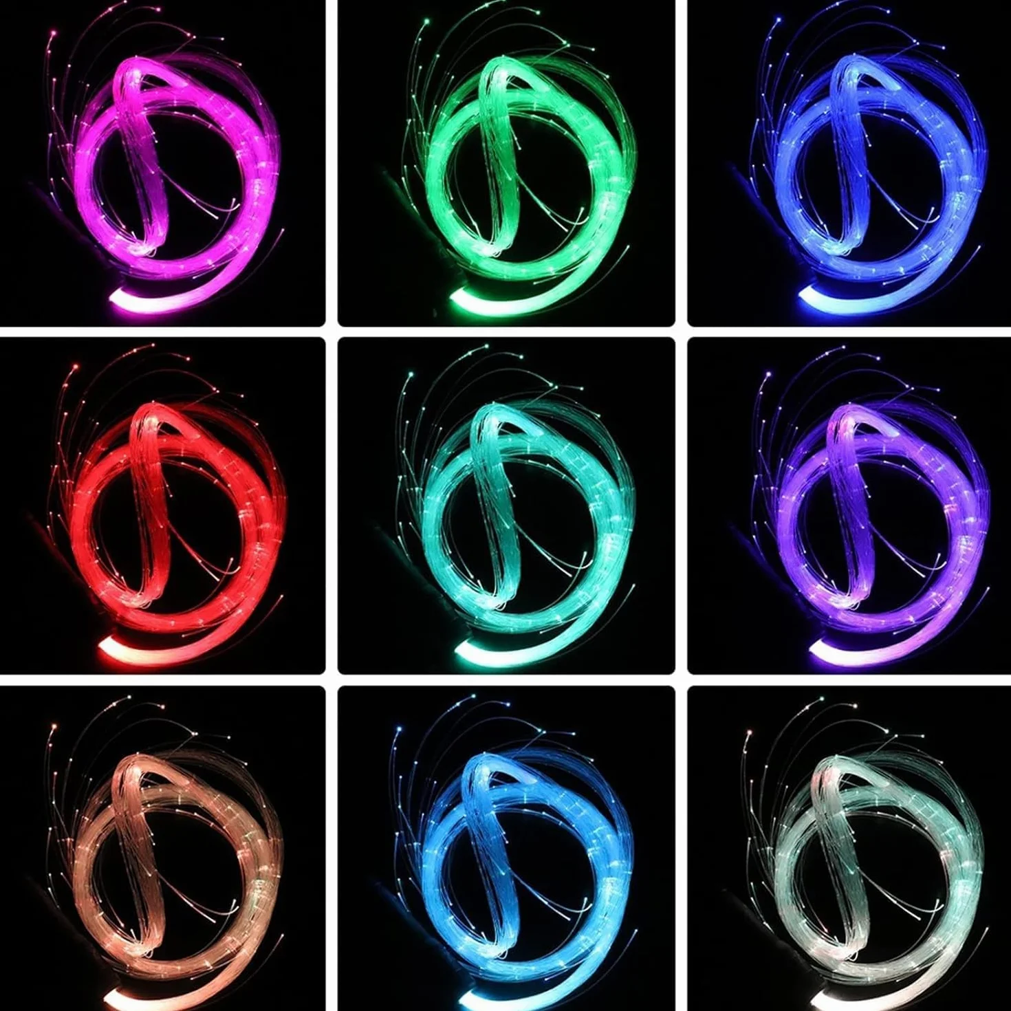 ELzEy Látigo de fibra óptica Whip Lights LED Space Whip Dance Fantásticas luces de fibra óptica for bailes, fiestas y espectáculos de luces (modelo de batería) para espectáculos fiesta EDM Festival de