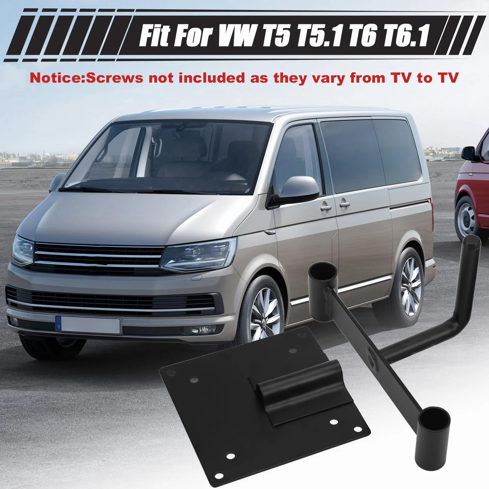 Soporte de TV para Autocaravana Compatible con VW T5 T5.1 T6 T6.1 Camper Reposacabezas Giro para VESA de 75 mm y 100 mm