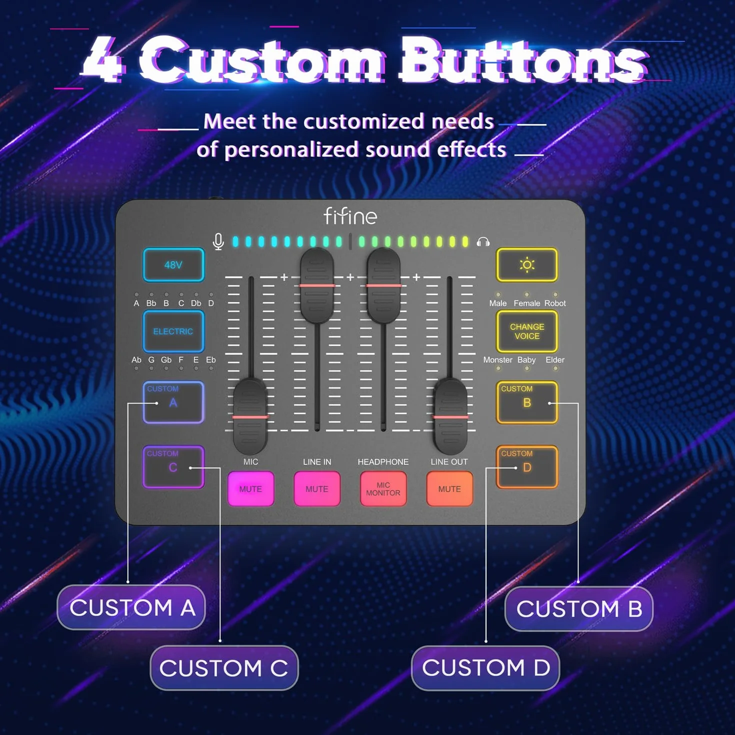 FIFINE XLR Streaming Micrófono Dinámico de Podcast, Mezclador de Audio, RGB Streaming Gaming Audio Mixer PC con Interfaz de XLR (AM8 + SC3)