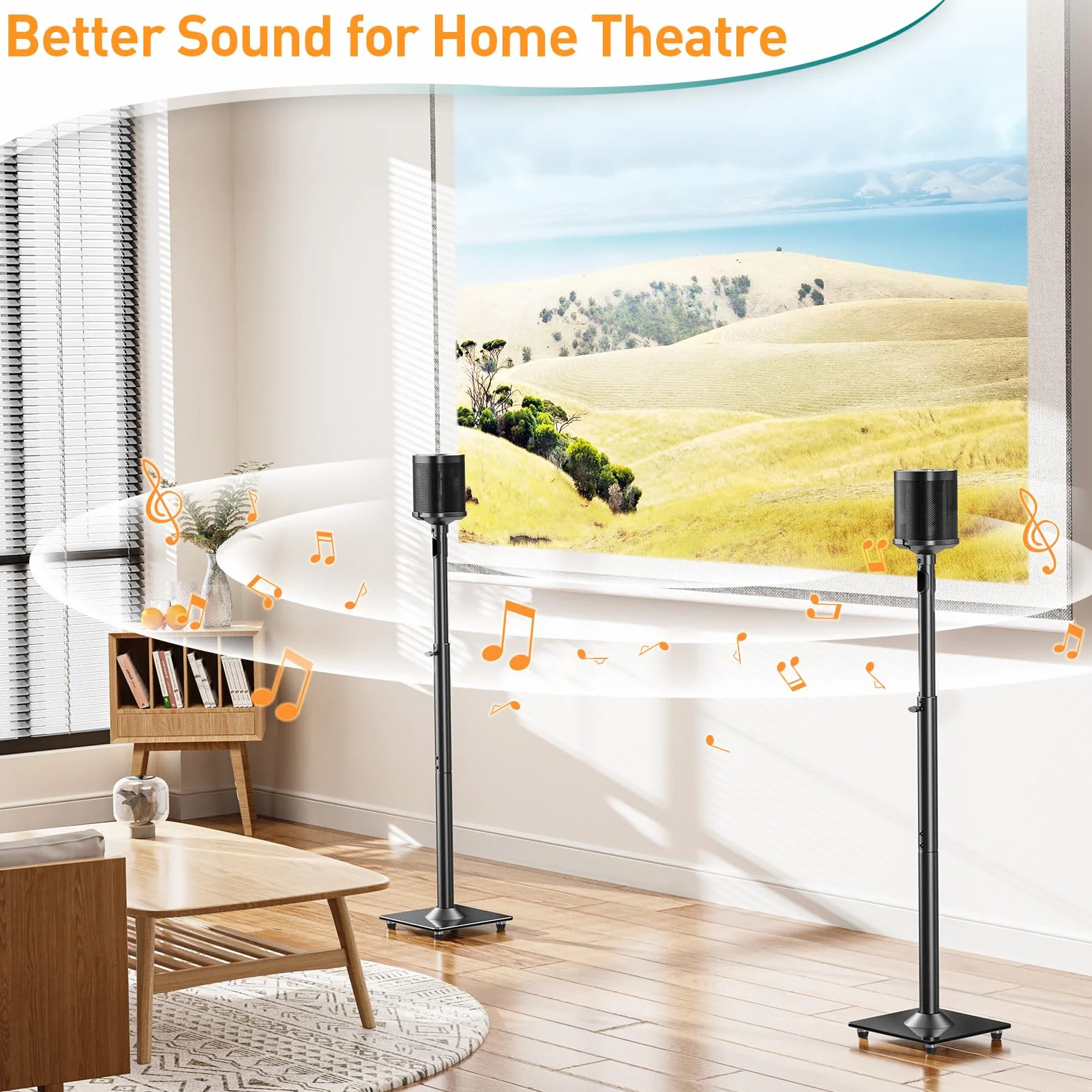 ELIVED Soporte de Altavoz para Era 100, Sonos One, One SL Play: 1, Altura Ajustable de 86,8 a 110,3 cm, Soporte de Altavoz, 1 par, EV5024