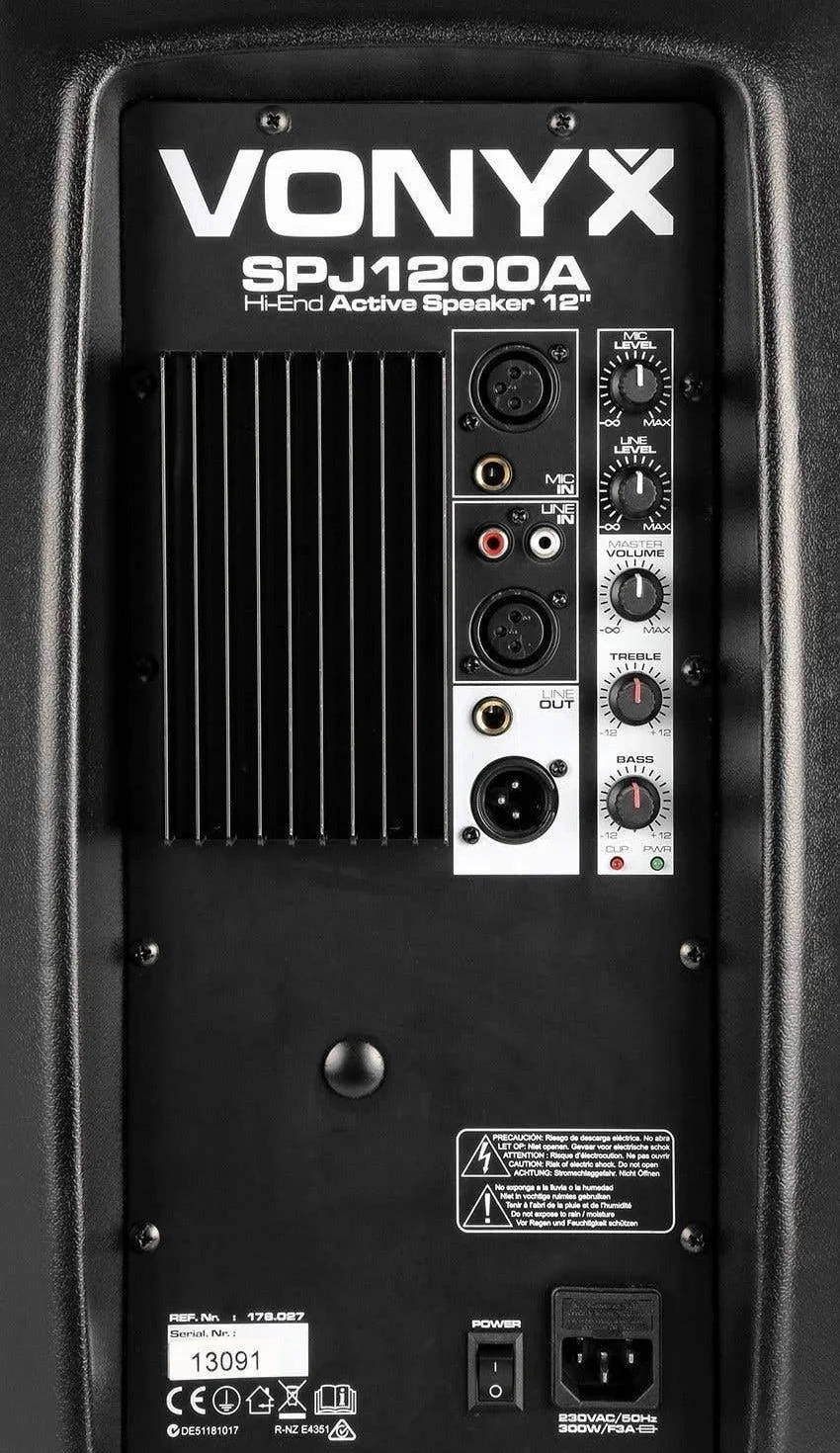 Vonyx SPJ-1200A Altavoz Activo de 600 W con woofer de 12 Pulgadas - Adecuado para música, Canto y discursos