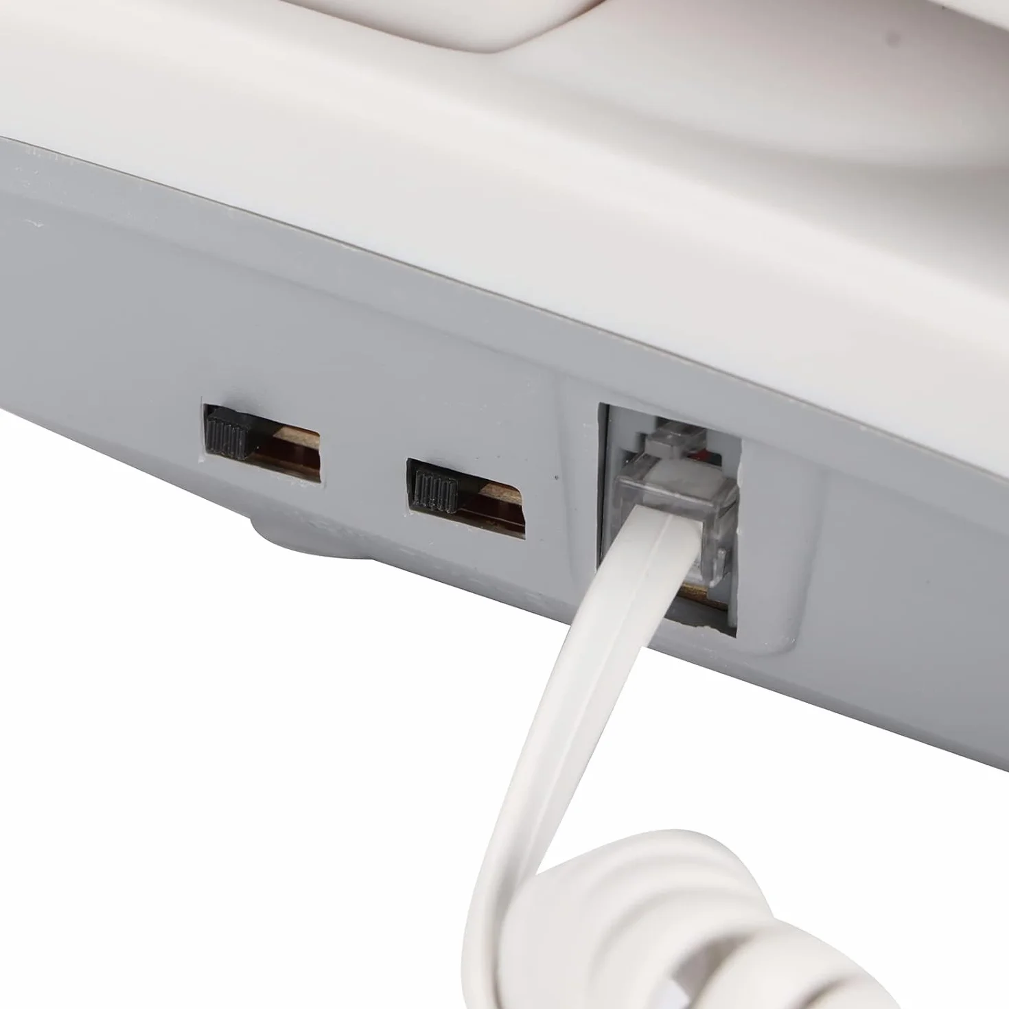 CABLEPELADO Cable Telefonico RJ10 RJ9 RJ22 4 Hilos 4P4C Espiral 2 Metros Blanco