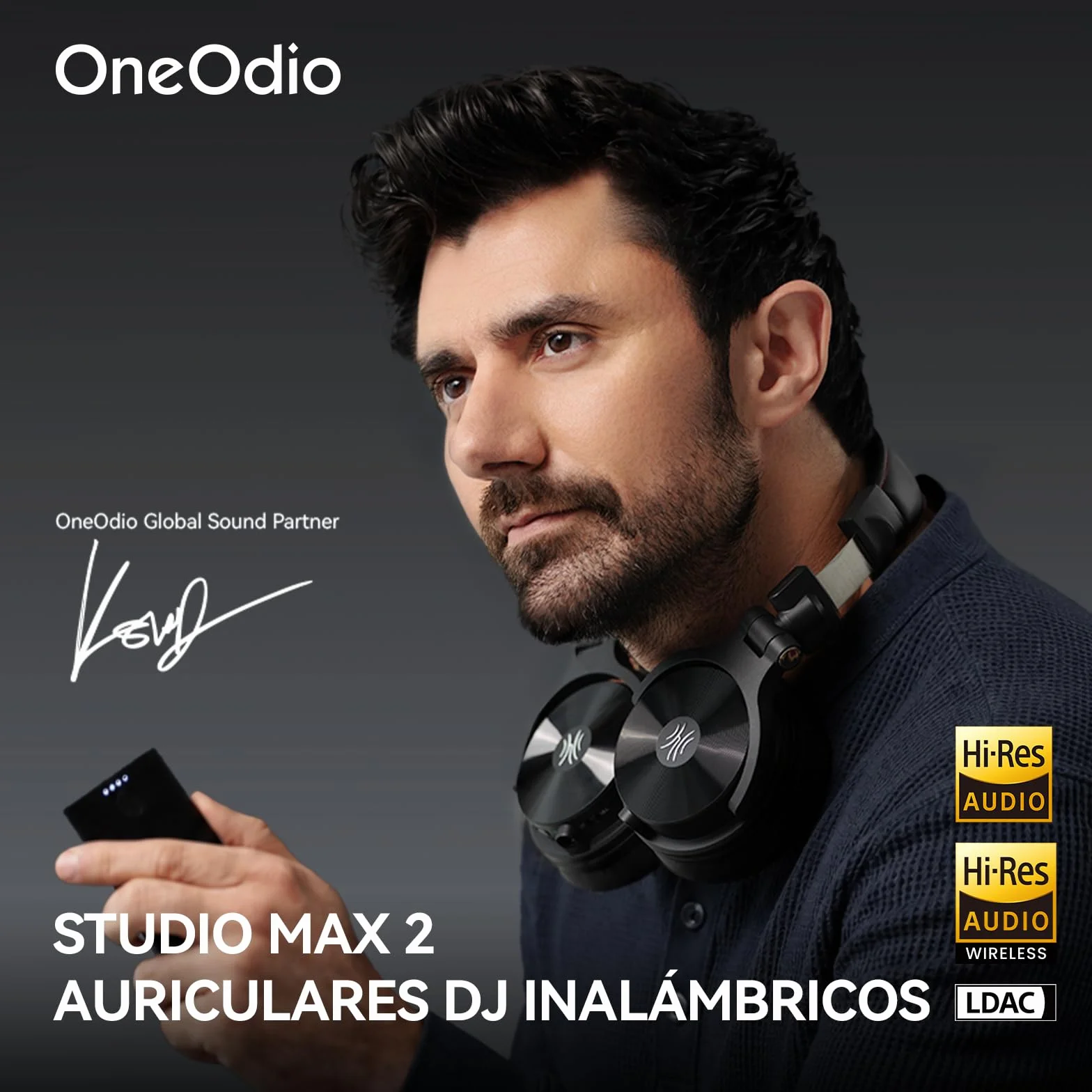 OneOdio Studio Max 2 Auriculares DJ Inalámbricos - 9ms Baja Latencia, Audio Hi-Res con LDAC, 120H Autonomía, 4 Modos de Conexión Transmisor/Bluetooth/3,5mm/6,35mm para Estudio/Mezcla/Teclado/Grabación