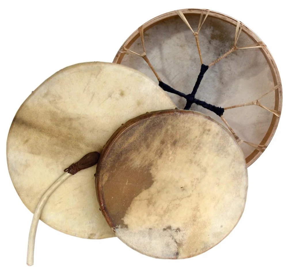 Tambor de chamán (40 cm de diámetro tambor de marco redondo piel de cabra Shaman Drum incluye mazo