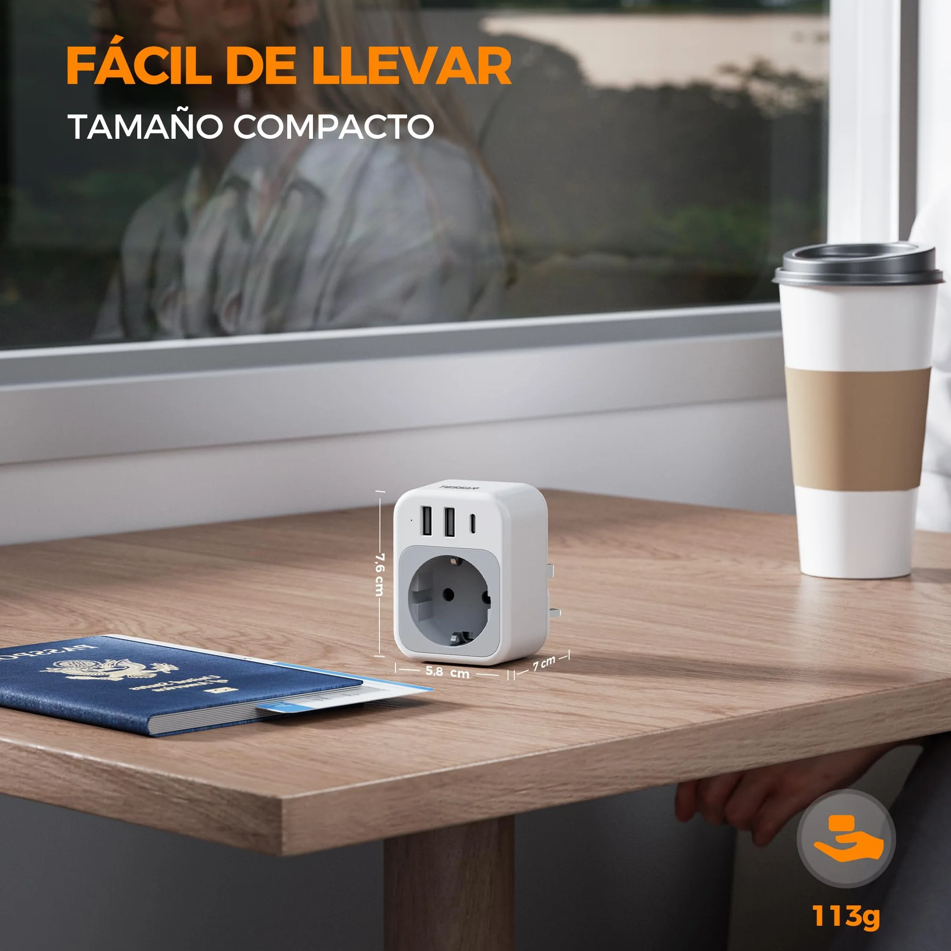 TESSAN Adaptador Enchufe UK, 4 en 1 Adaptador Enchufe Ingles con USB C y 2 USB A, 3250W Adapter Español a Ingles, Adapter Tipo G para Irlanda Malta Malasia Vietnam Chipre