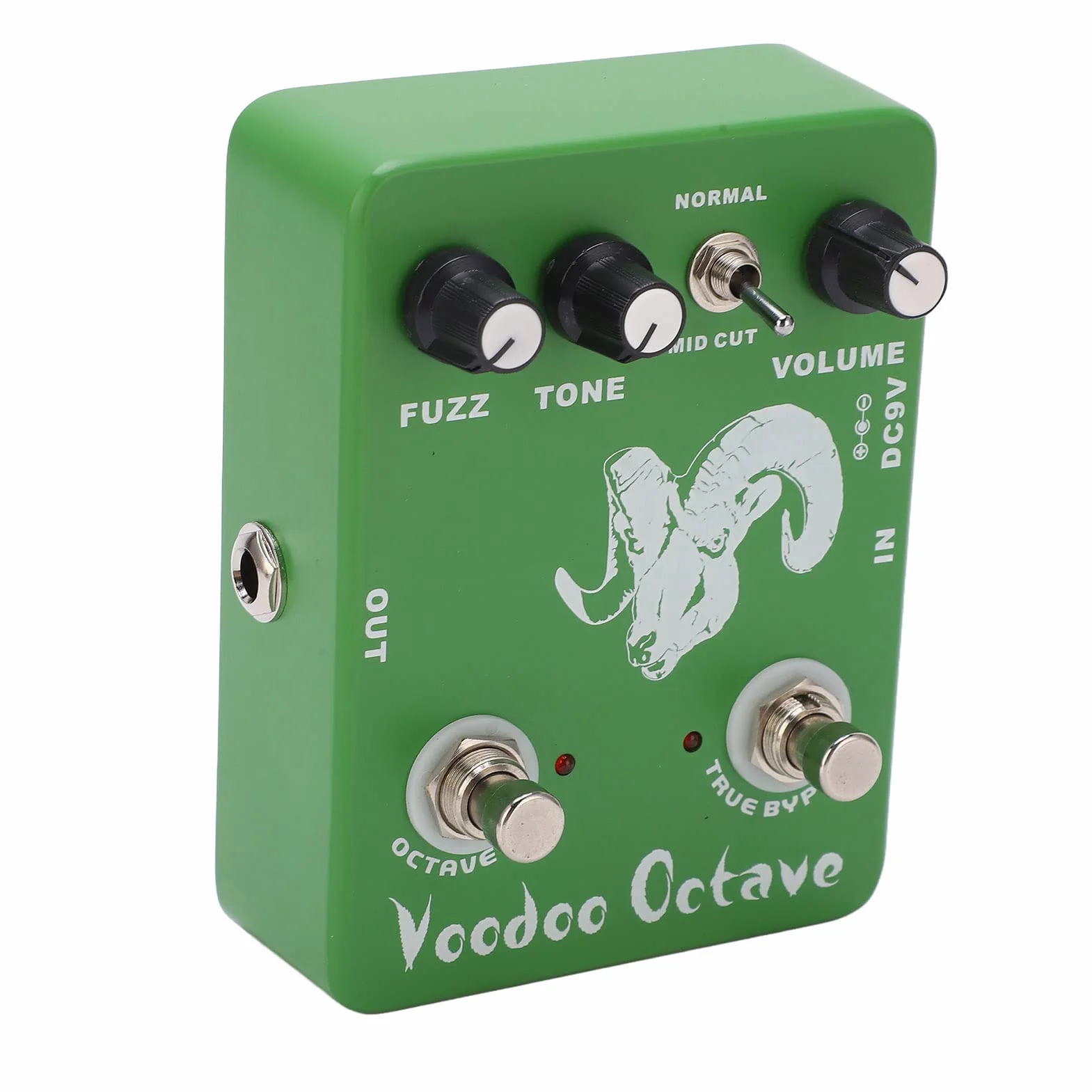 VGEBY Pedal de Efectos de Guitarra True Bypass Ajustable con Octave Fuzz, Acabado de Metal Verde, Fácil de Transportar para Músicos