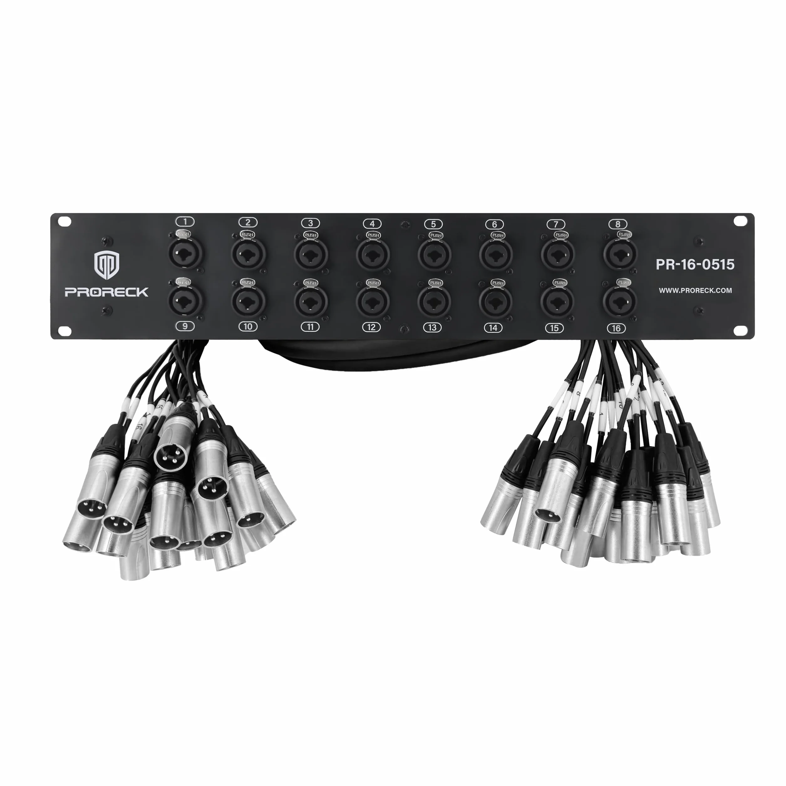 PRORECK Cable divisor combinado TRS XLR para montaje en rack, adecuado para vivo, grabación, escenario, estudio (5 pies x 15 pies - 16 canales) PR-16-0515