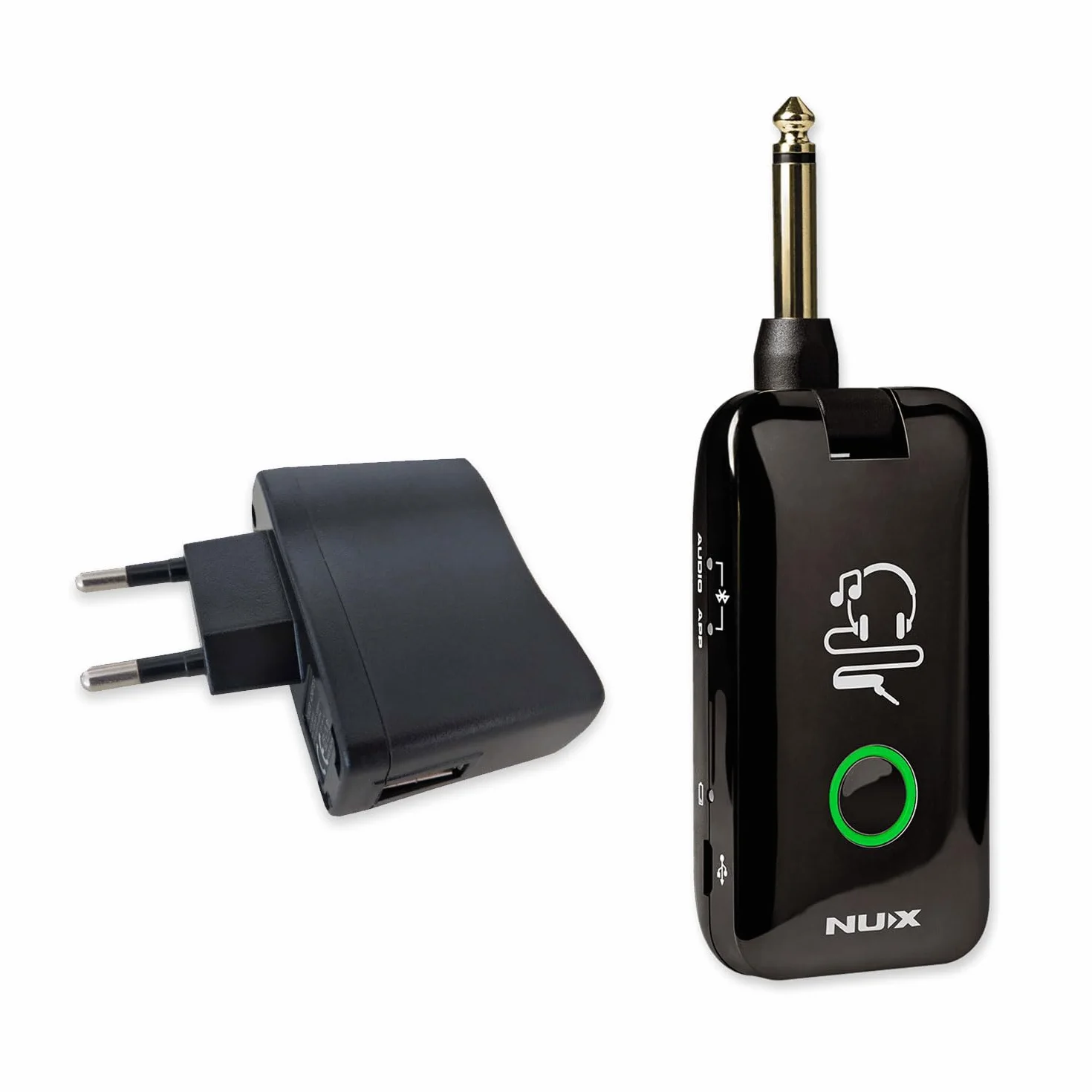 Nux MP-2 Mighty Plug - Amplificador inalámbrico y simulación de efectos para guitarra y bajo + fuente de alimentación keepdrum