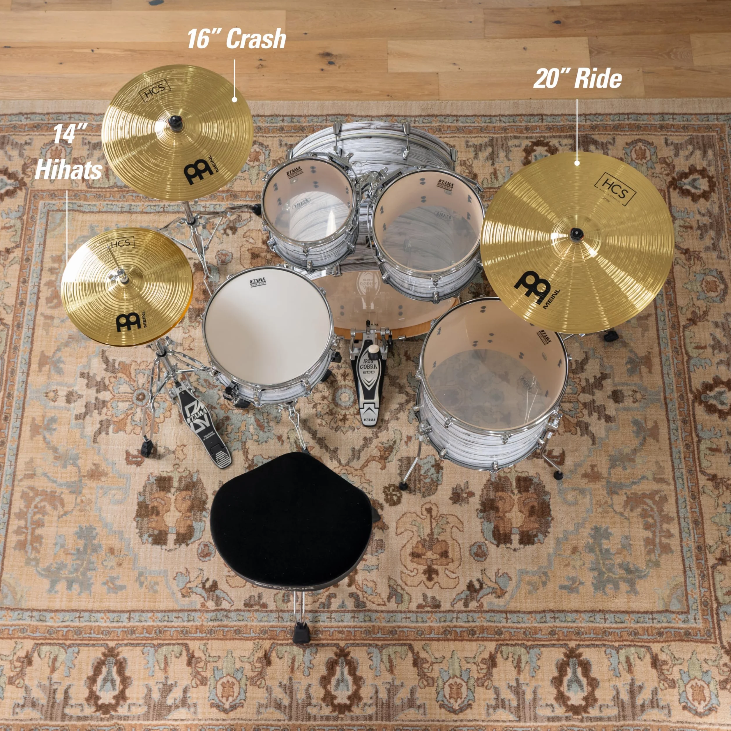 Meinl Cymbals HCS Complete Cymbal Set Pack - Juego de Platillos de Batería con 14 pulgadas Hihats, 16 Crash y 20 Ride – Latón, Acabado Tradicional (HCS141620)