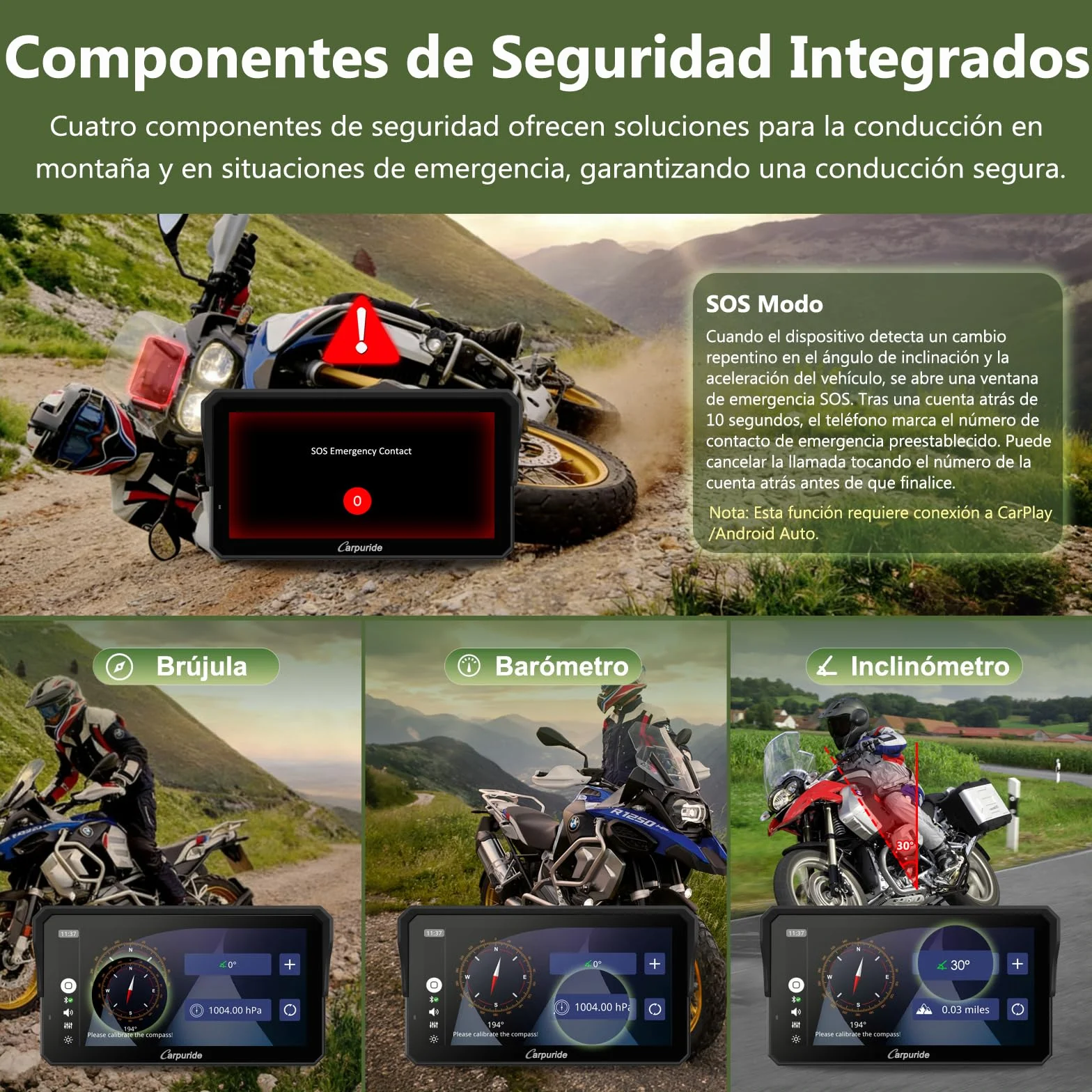 Carpuride W602BS Pro Carplay Pantalla BMW Motocicletas Inalámbrico 6.25" Impermeable Táctil Android Auto