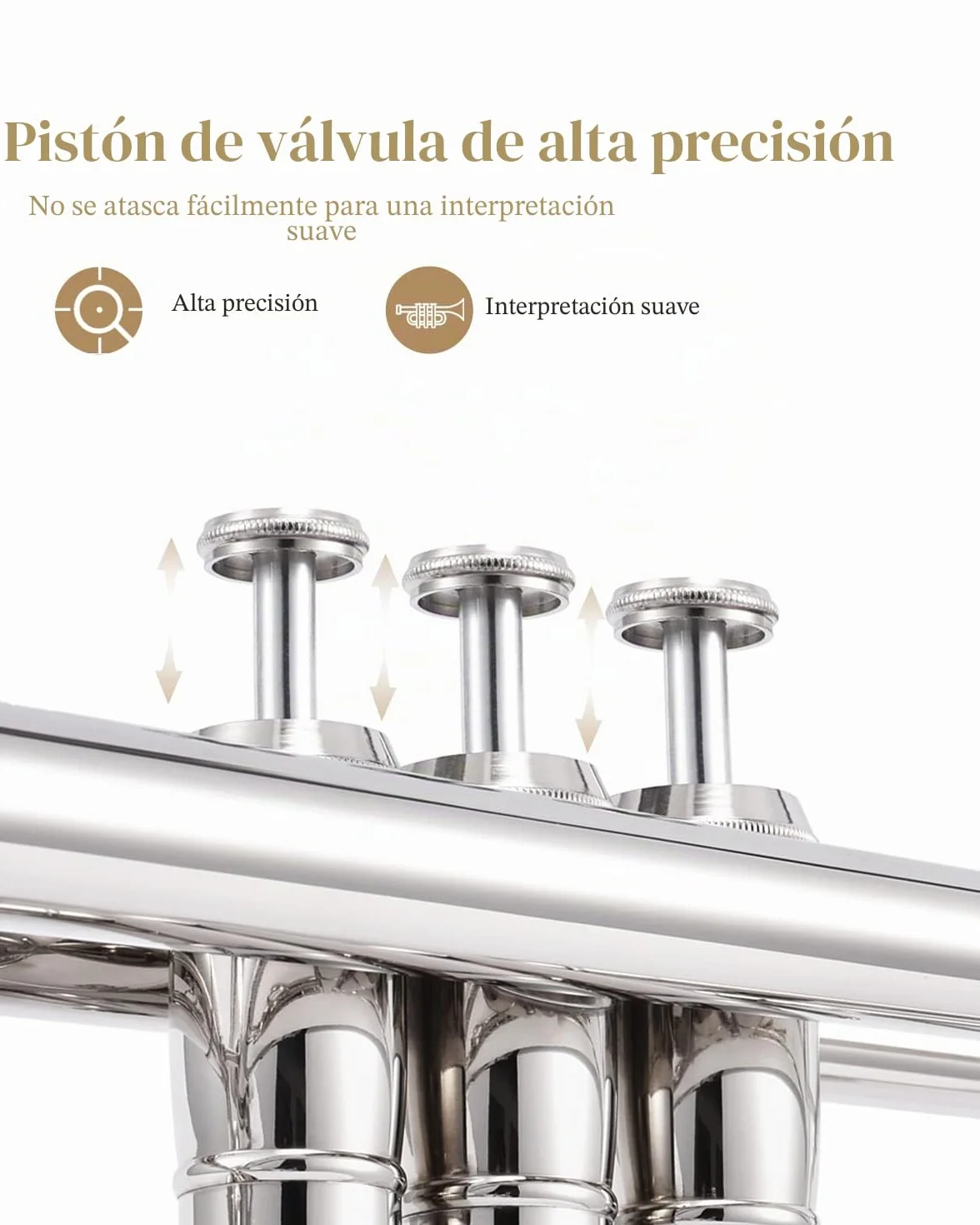 Juego de trompeta Eastar Standard en Sib para principiantes, instrumento de viento metal para estudiantes, con estuche rígido, kit de limpieza, boquilla 7C y guantes, ETR-380N, plateado