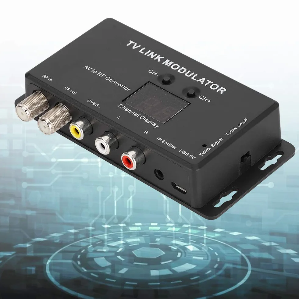 Modulador, TM70 UHF TV Link Modulador Convertidor AV a RF Extensor de Infrarrojos con Pantalla de Canal