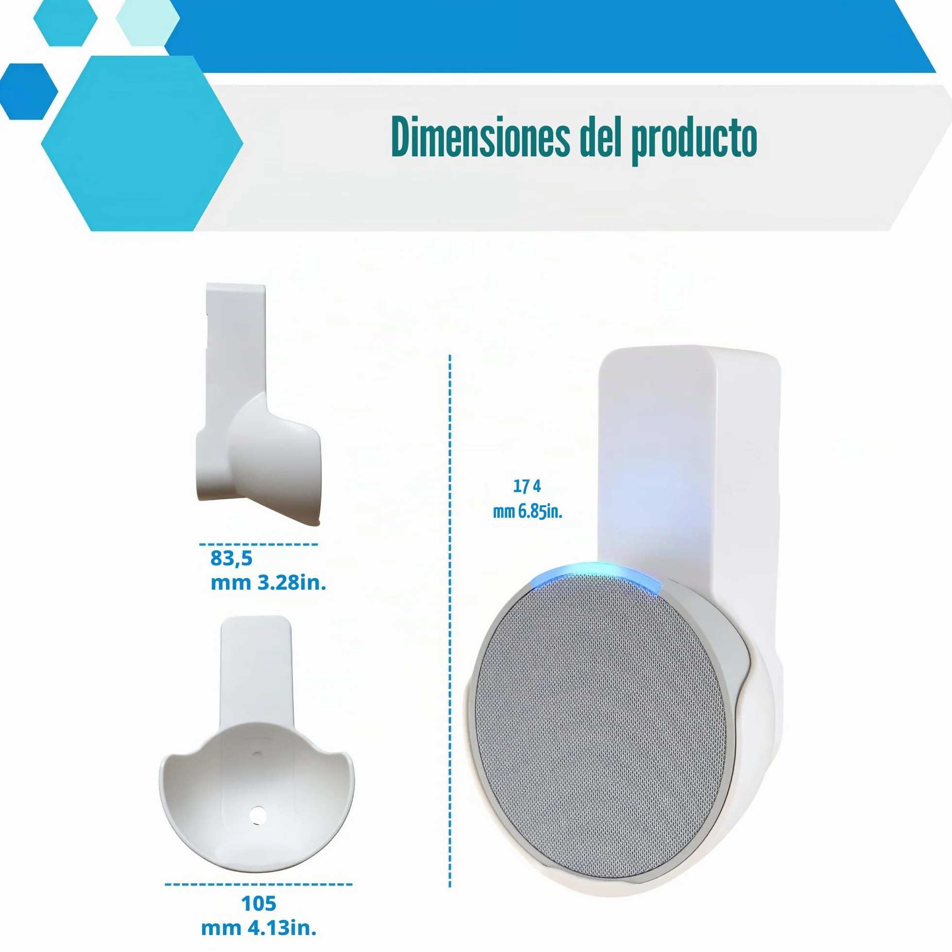Sintron Soporte de Pared para Echᴏ Pop, Soporte para Altavoz inteligente, Ahorra Espacio, Sin Necesidad de Tornillos, Gestión de Cable Integrada, Diseño Decorativo, Compatible con Google Nest (Blanco)
