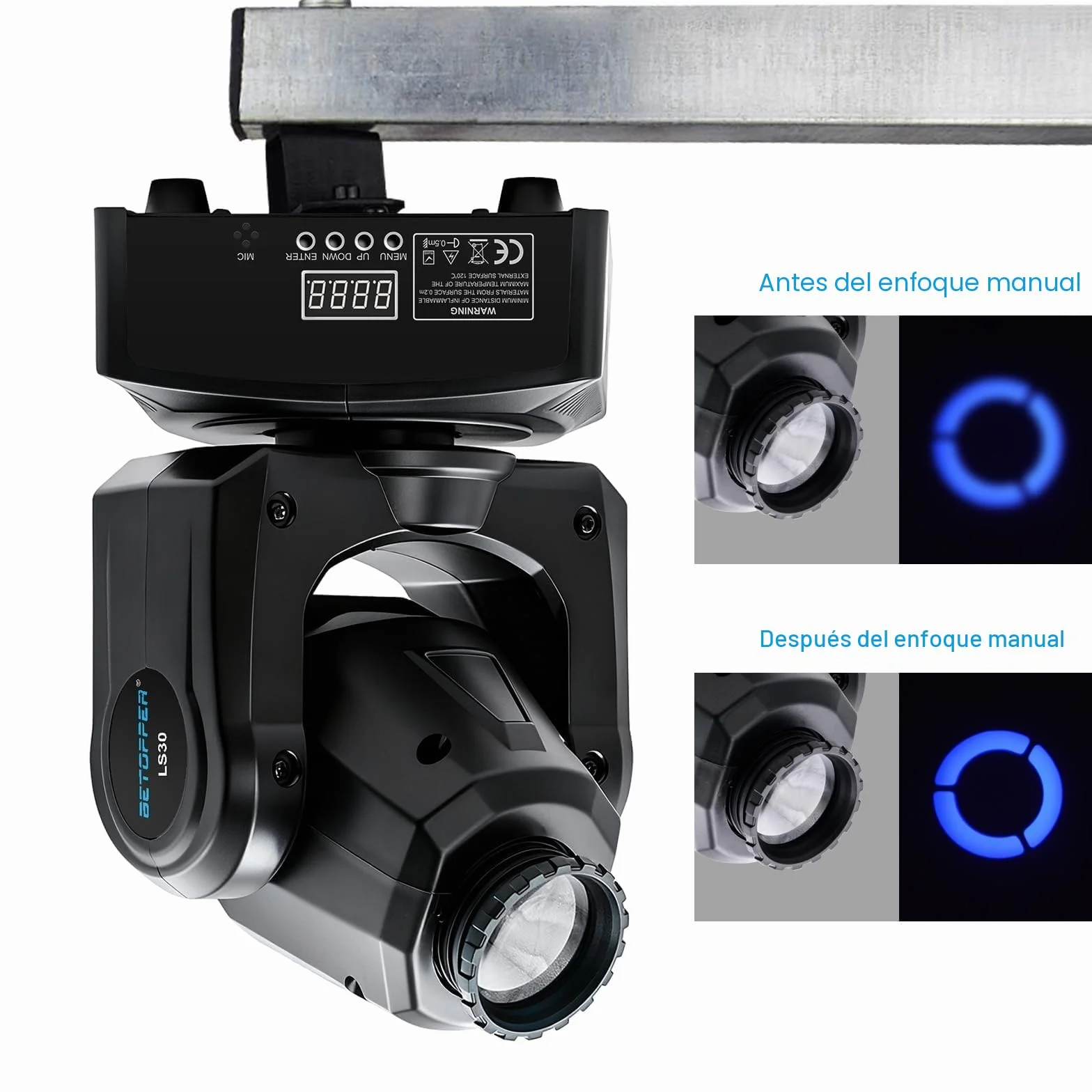 BETOPPER Cabeza Móvil LED RGB, Foco DJ con DMX y Modo Auto/Sonido - Luz Estroboscópica para Escenarios, Bares y Hogar (2P)